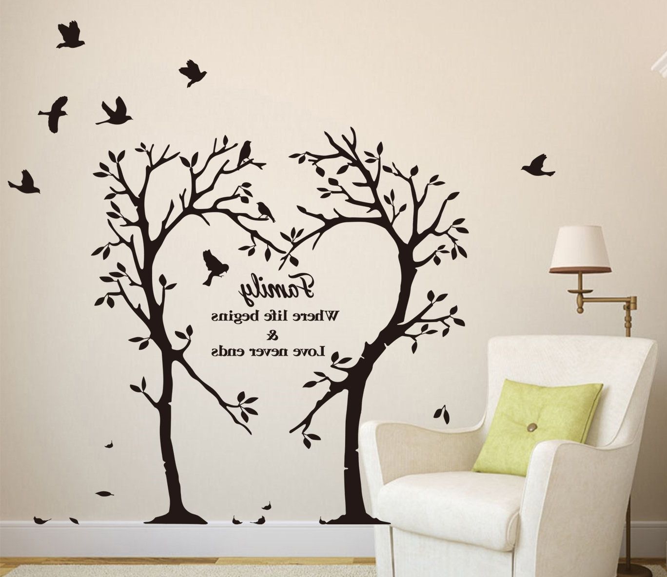 Well Known Wall Tree Art Pertaining To Large Family Inspirational Love Tree Wall Art Sticker, Wall Sticker (View 7 of 20)