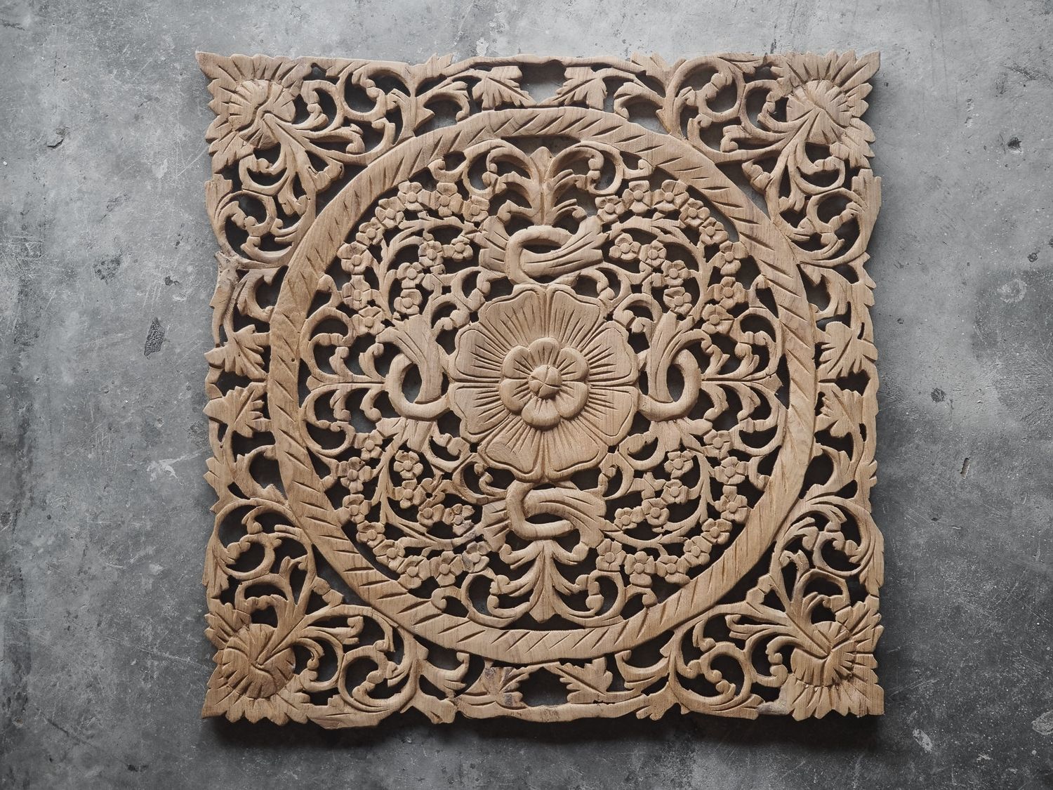 Well Known Wood Carved Wall Art Regarding Buy Lotus Wood Carving Plaque Oriental Decor Online (View 1 of 20)