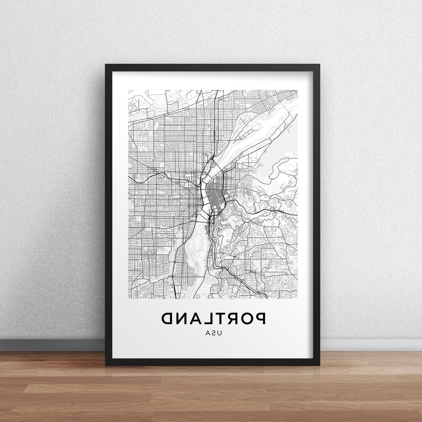 Widely Used Portland Map Wall Art For Portland Map Print, Portland Map Download, City Map Portland (View 3 of 20)