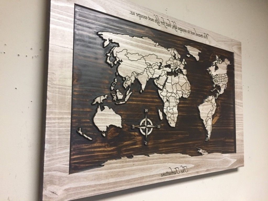 World Map For Wall Art Inside Most Recently Released Wood Wall Art World Map Carved Wooden With Within In In Wall Art (View 18 of 20)