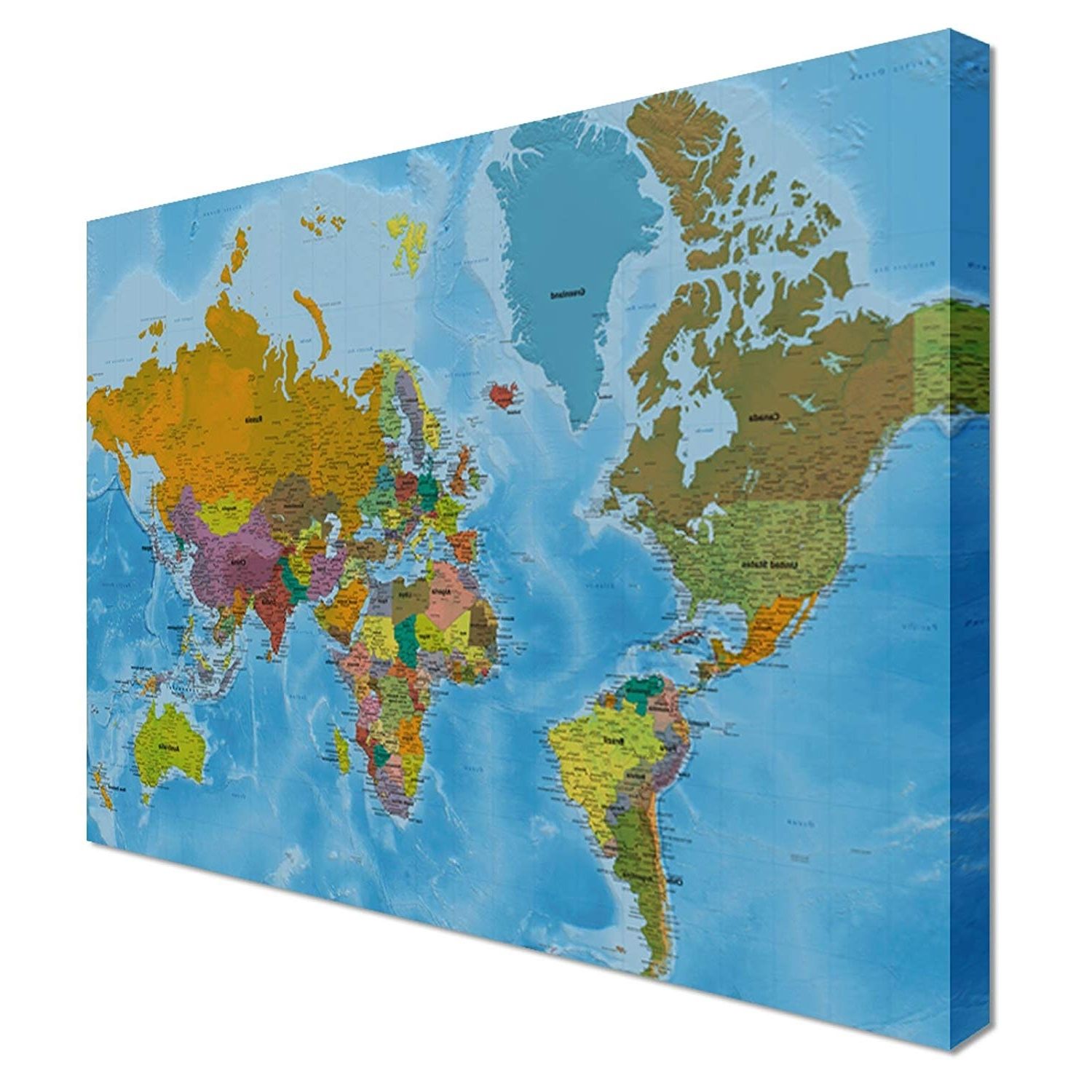 World Map Wall Art Canvas With Best And Newest Map Of The World Canvas Art Print, 22x34 Inch (a1) – 298: Amazon (View 16 of 20)