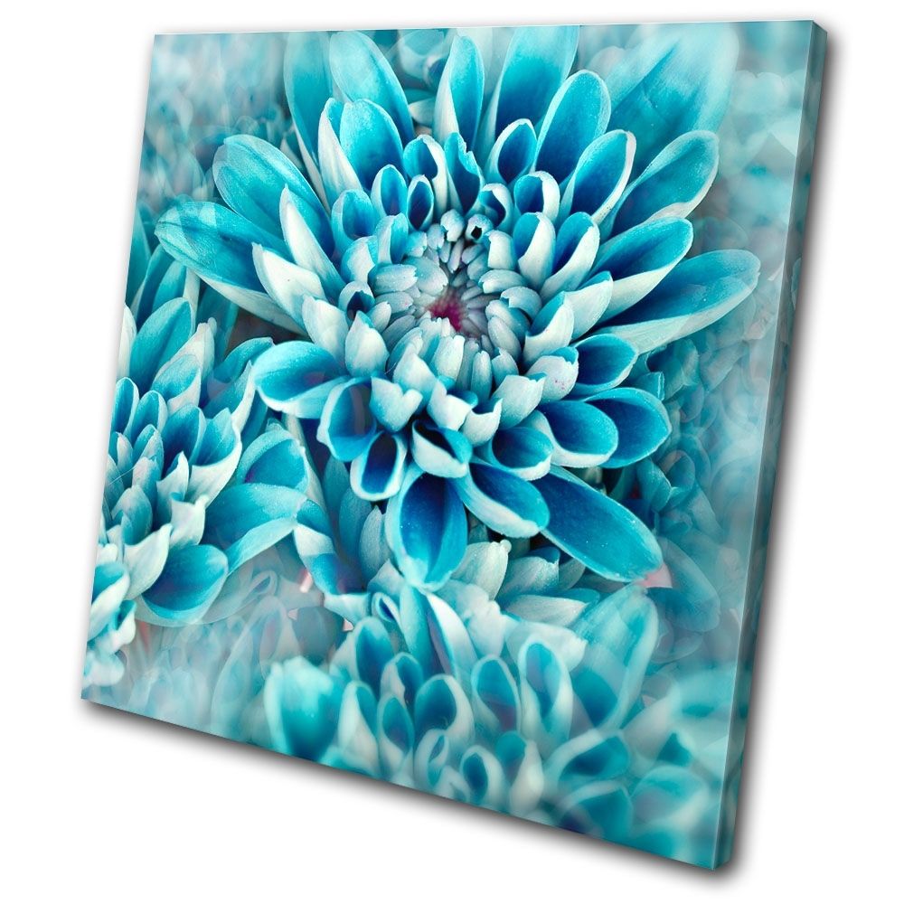 Zinnia Blue Flower Floral Single Canvas Wall Art Picture Print Va (View 12 of 20)