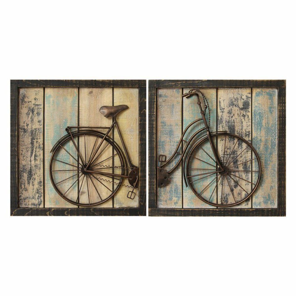Bike Wall Decor In Recent Vintage Wall Art Rustic Bicycle Wall Decor Set Of 2 Distressed Wood (View 15 of 20)