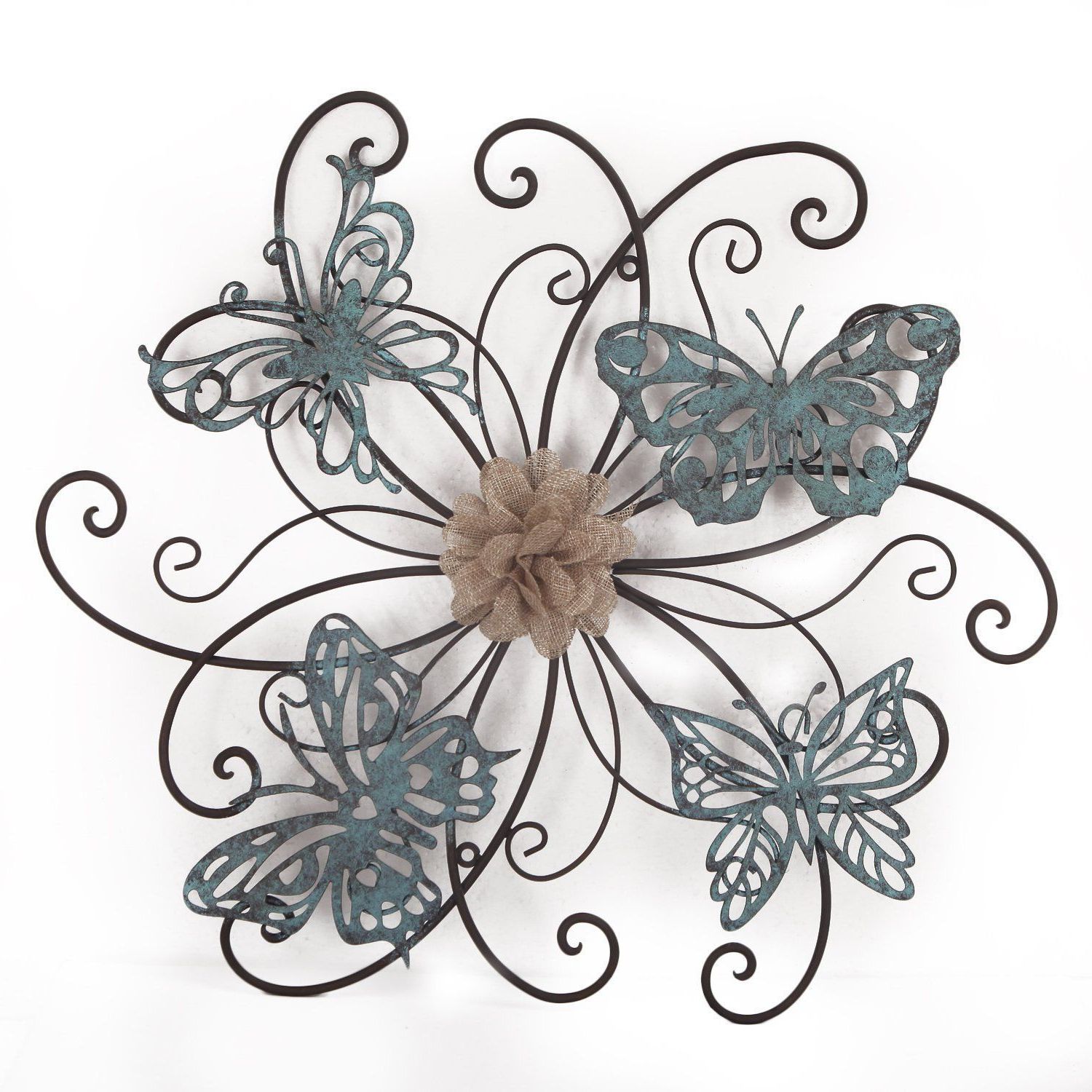 Current Flower And Butterfly Urban Design Metal Wall Decor Intended For Adeco Flower And Butterfly Urban Design Metal (grey) Wall Decor For (View 1 of 20)