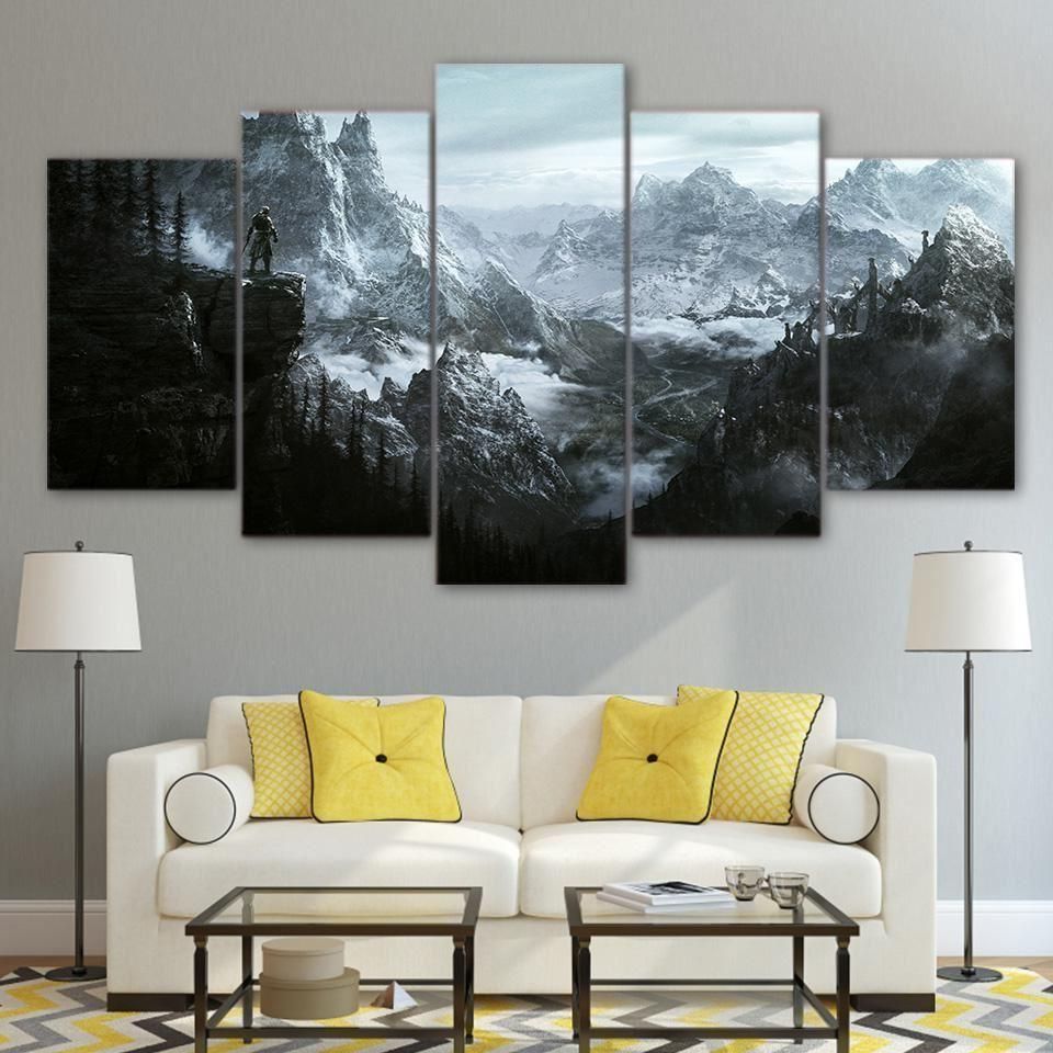 Current Scroll Panel Wall Decor Pertaining To Elder Scrolls V Skyrim – Gaming 5 Panel Canvas Art Wall Decor (View 18 of 20)