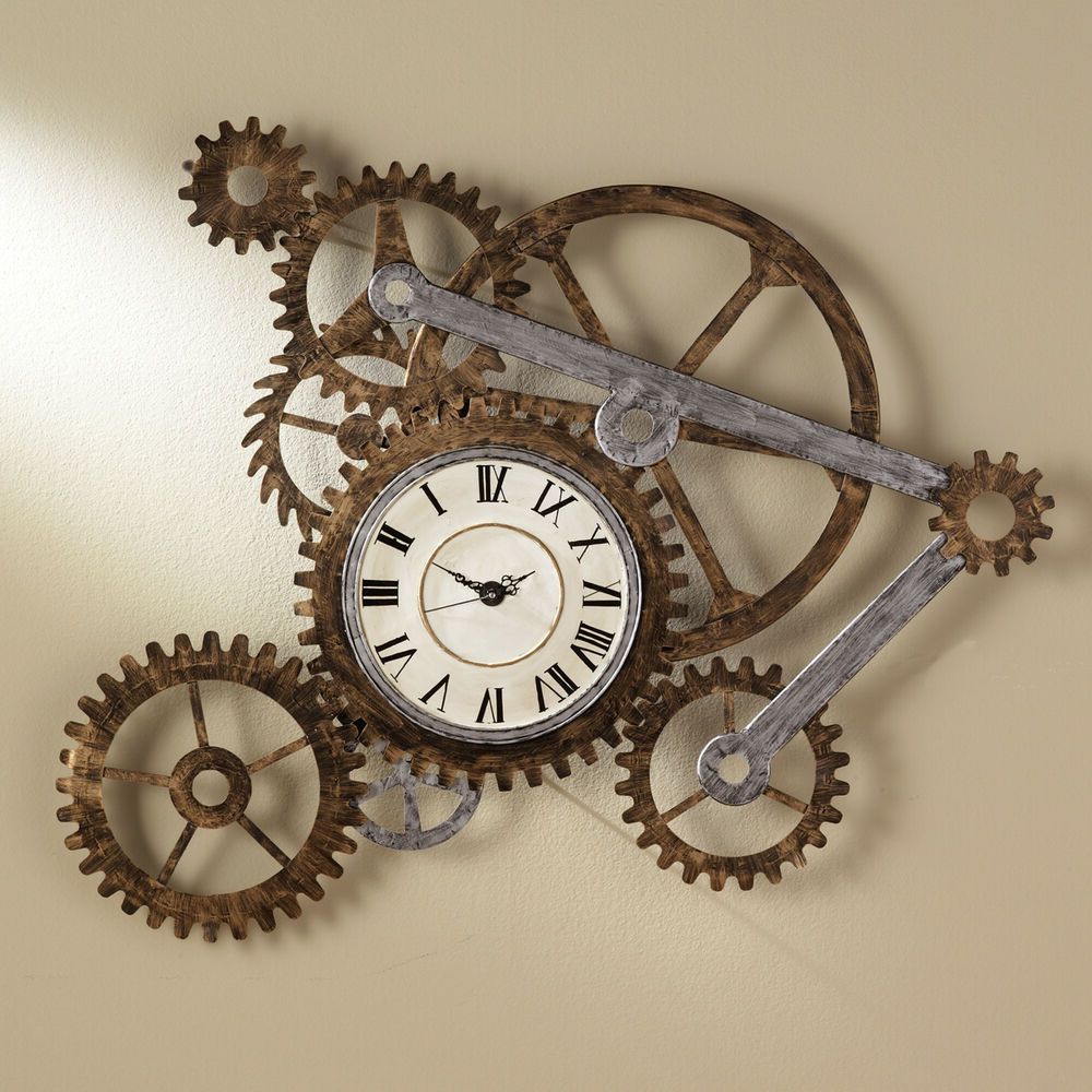 Large Modern Industrial Wall Decor Within Well Known Modern Farmhouse Wall Clock Decor Metal Gear Large Industrial For (View 19 of 20)