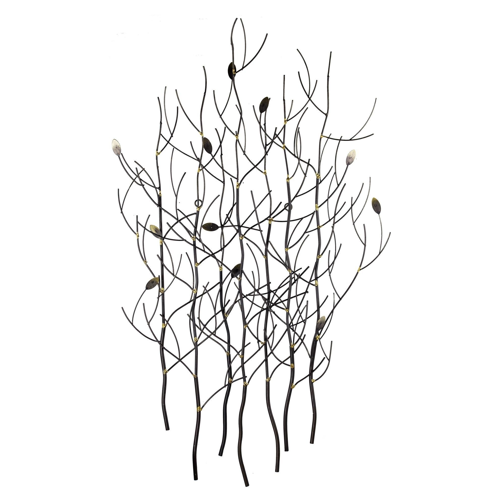 Latest Shop Discontinued – Silver Branches Gold Leaves Metal Sculpture Wall Intended For Leaves Metal Sculpture Wall Decor (View 12 of 20)