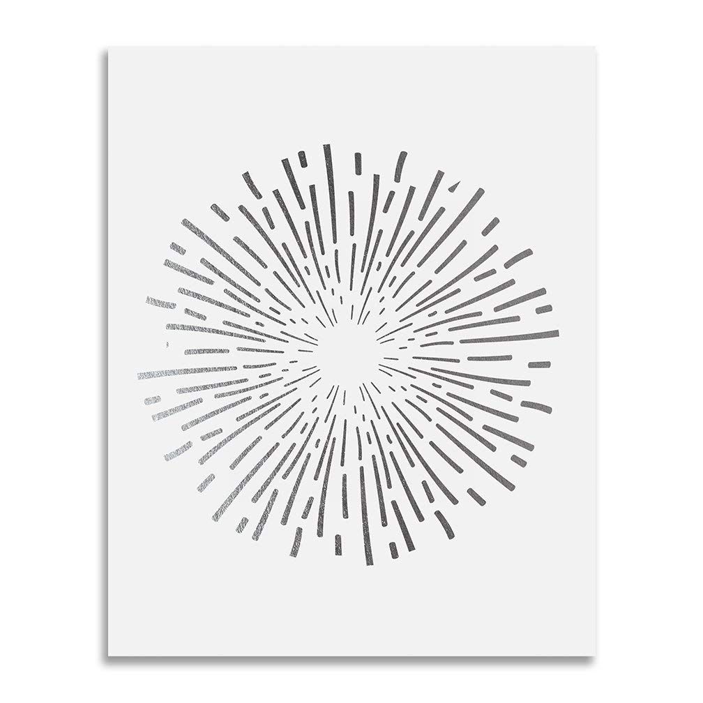 Most Current Contemporary Geometric Wall Decor Inside Amazon: Burst Silver Foil Art Print Abstract Circle Fireworks (View 18 of 20)
