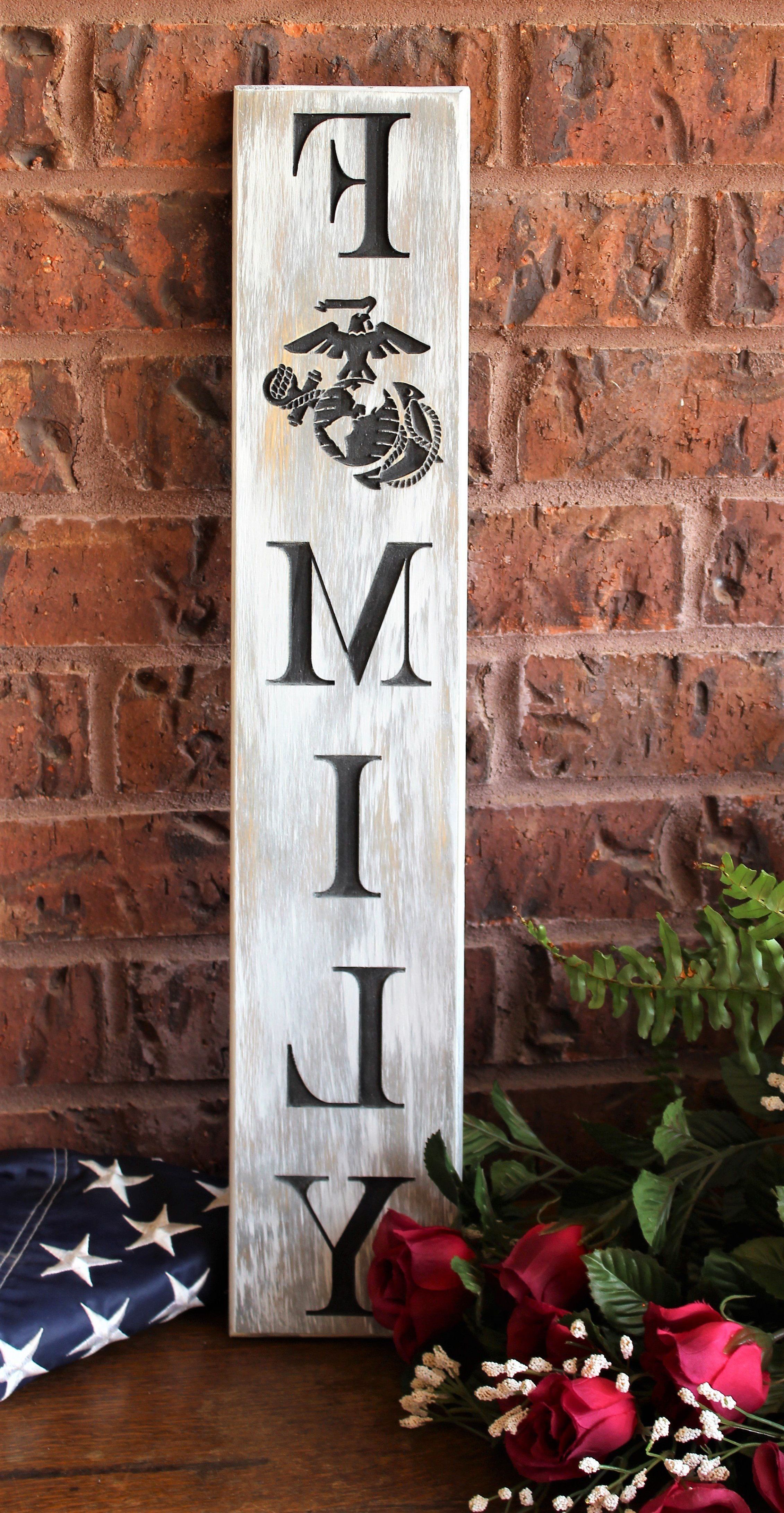 Most Recently Released Faith, Hope, Love Raised Sign Wall Decor Regarding Carved Wood Usmc Family Sign, Rustic Marine Corps Wall Hanging (View 17 of 20)