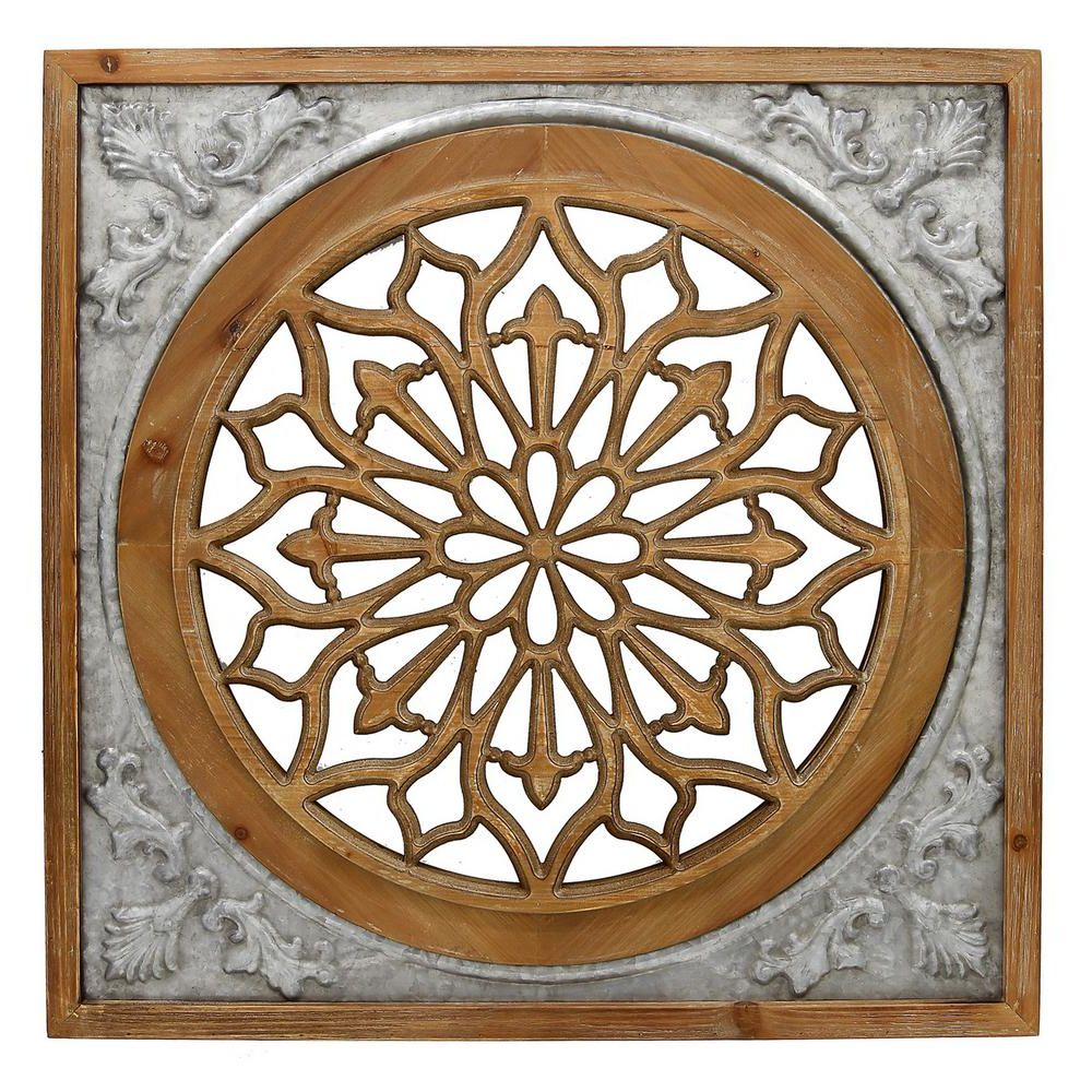 Popular Brown Wood And Metal Wall Decor Throughout Three Hands Brown Metal/wood Wall Decor 66749 – The Home Depot (View 10 of 20)
