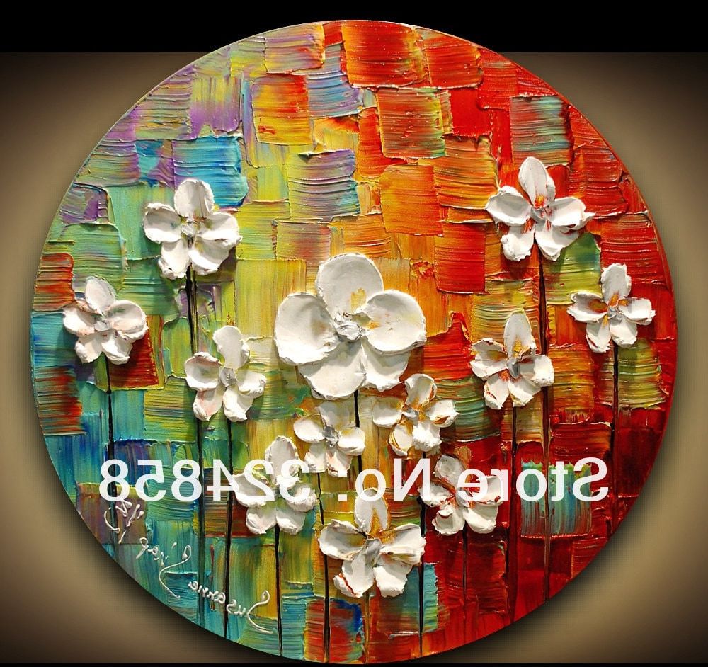 Popular Contemporary Abstract Fine Art Impasto White Flower Modern Palette Within Contemporary Abstract Round Wall Decor (View 17 of 20)