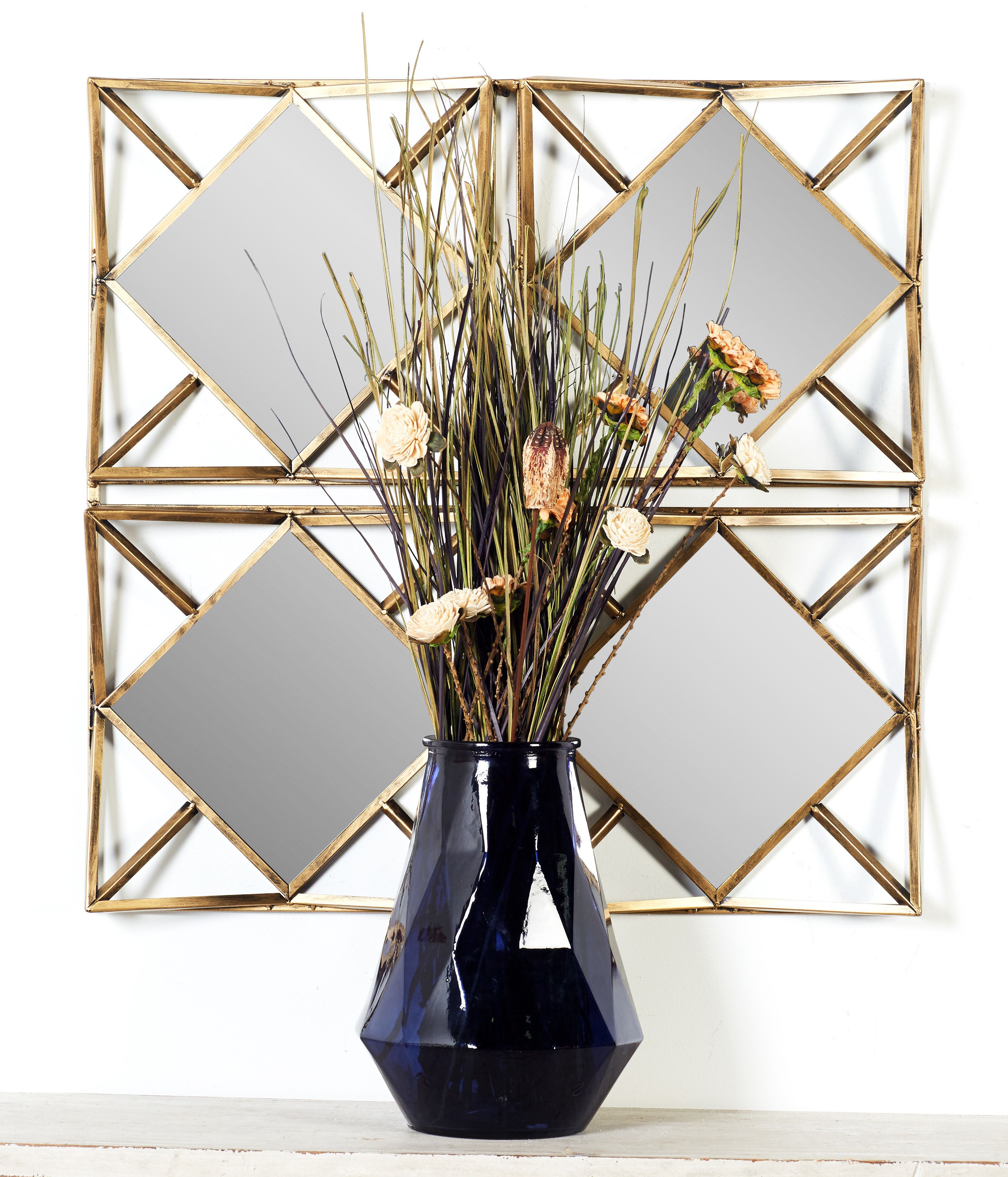 Well Known Cosmolivingcosmopolitan Glam Square Iron And Mirror Wall Decor Within Metal Wall Decor By Cosmoliving (View 11 of 20)