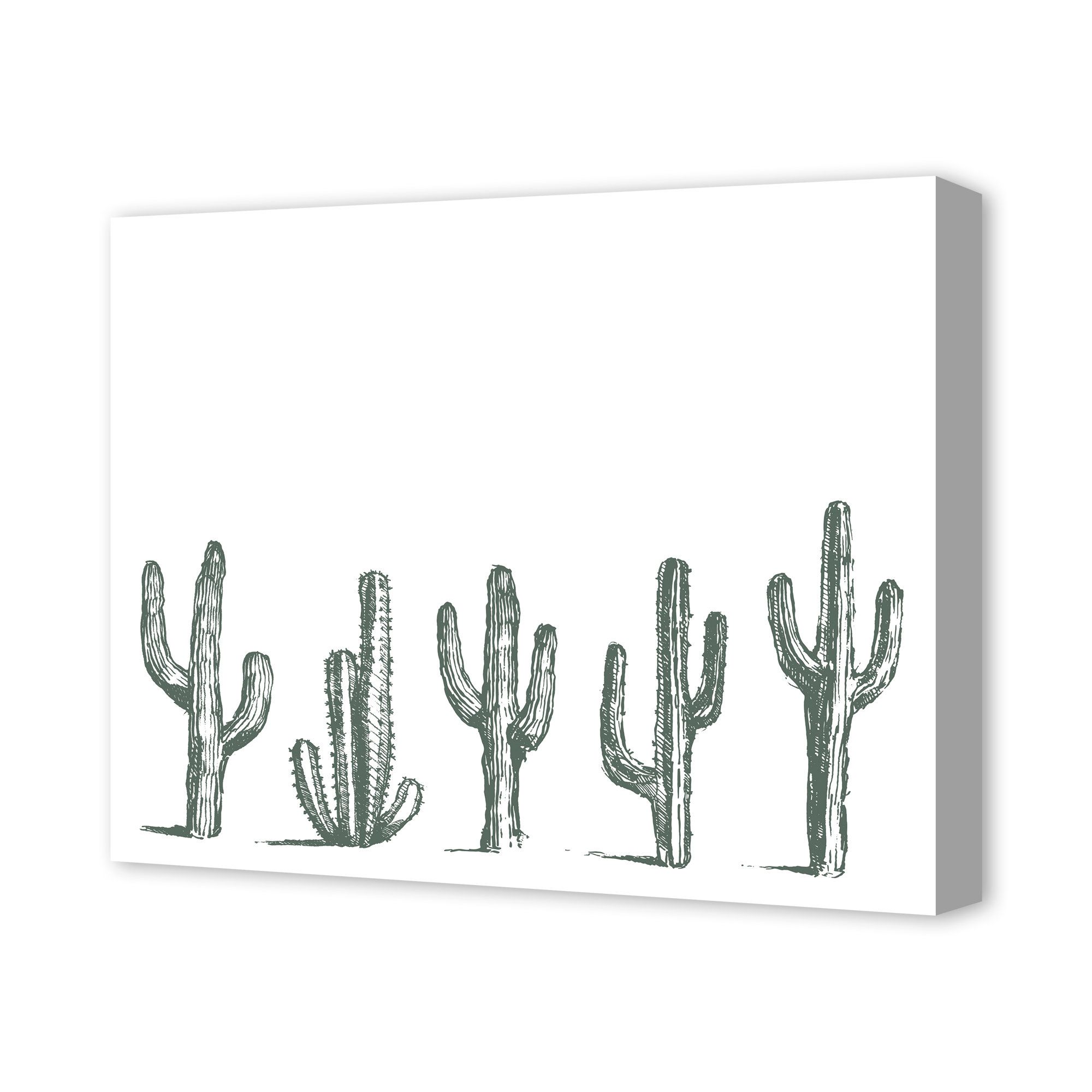A Line Of Cactus' Print On Wrapped Canvas (View 18 of 20)