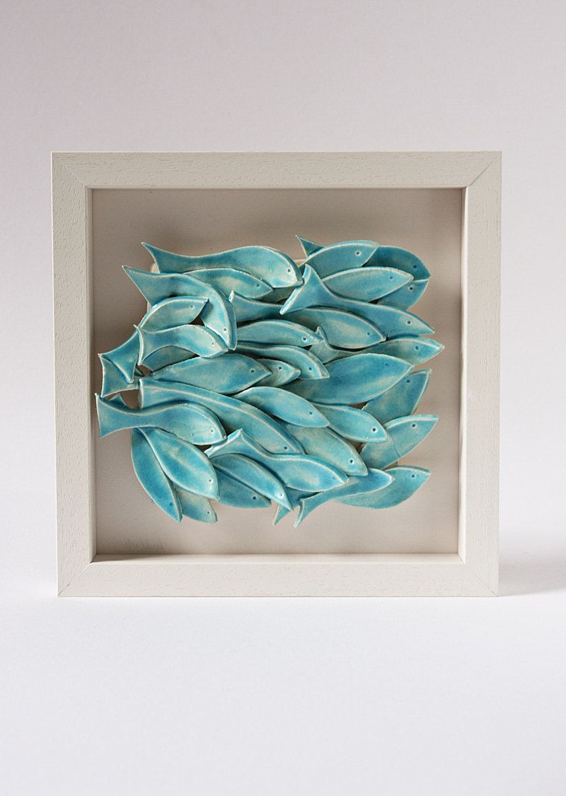 Ceramic Wall Art, Ceramic Fish Art, Sculptural Pottery Tile, Wall Inside Most Recent Ceramic Blue Fish Plate Wall Decor (View 9 of 20)