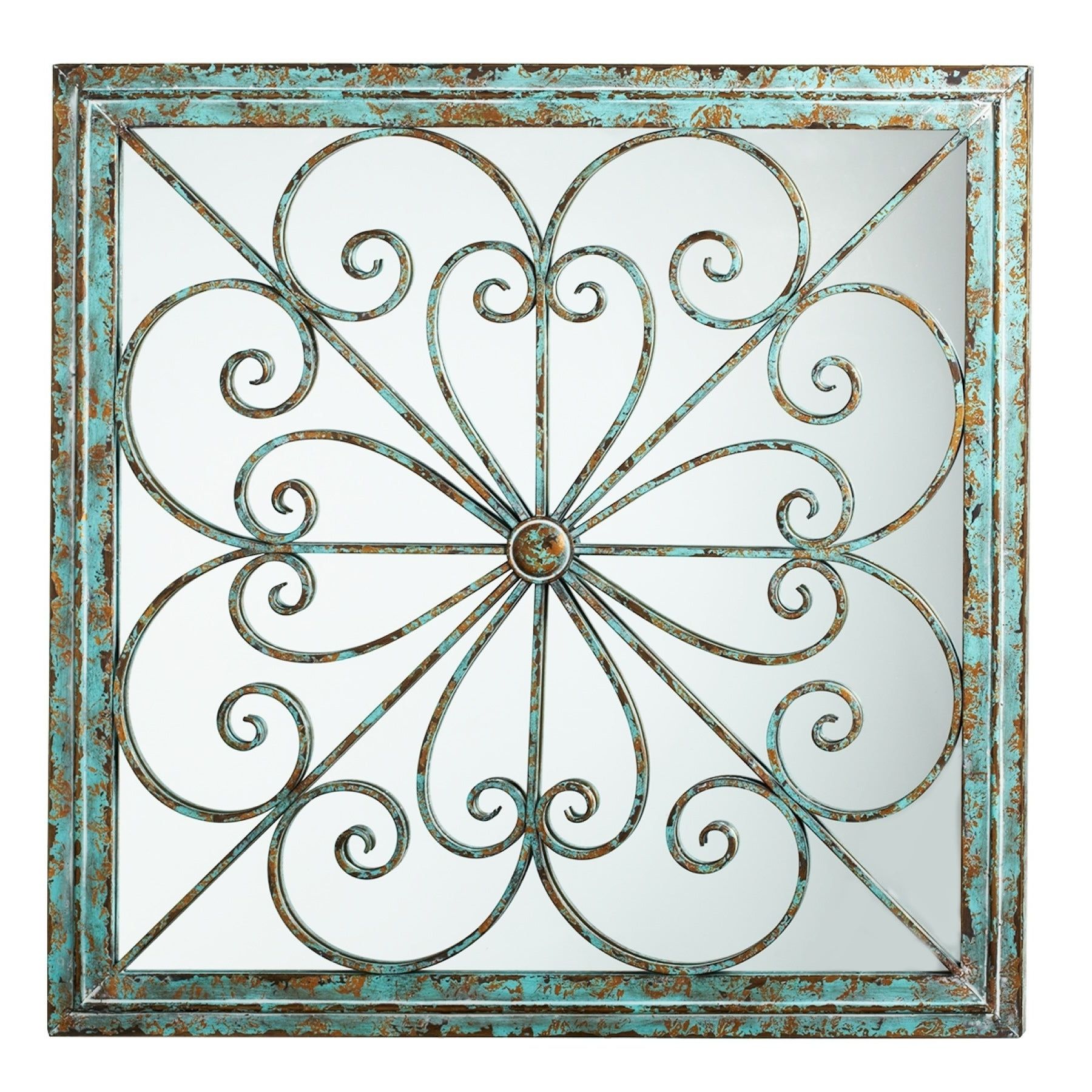 Framed Square Scroll Wall Decor With Mirror (View 17 of 20)