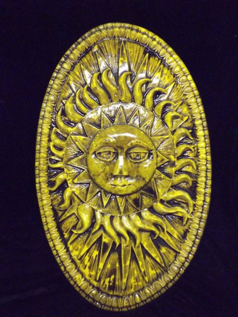 Latest Nature Metal Sun Wall Decor For Large Sun Burst Rays Oval Wall Plaque Round Celestial (View 16 of 20)