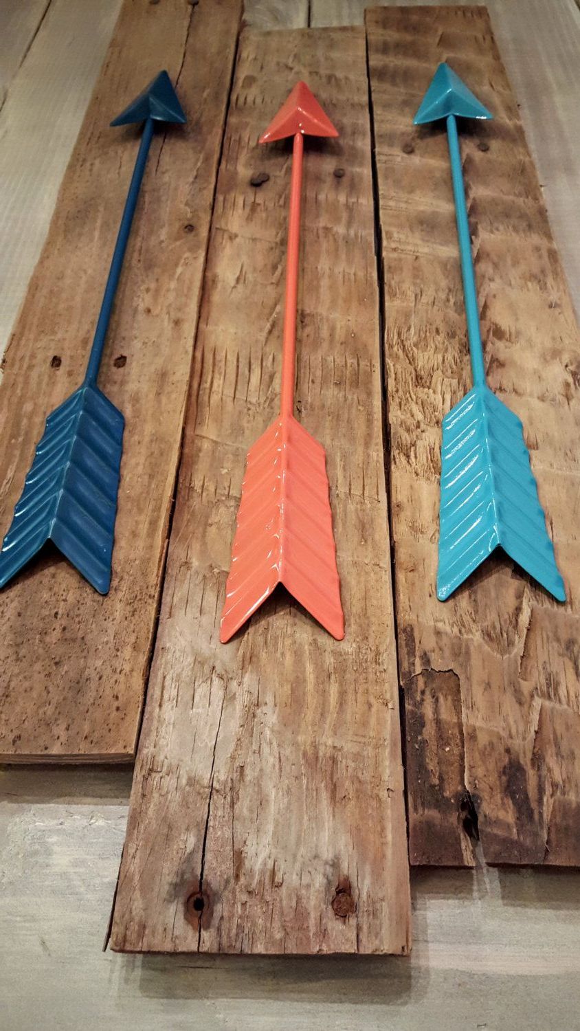 Metal Arrow Wall Decor / 3 Metal Arrows / Reclaimed Wood Wall Art With Regard To Best And Newest Brown Metal Tribal Arrow Wall Decor (View 11 of 20)