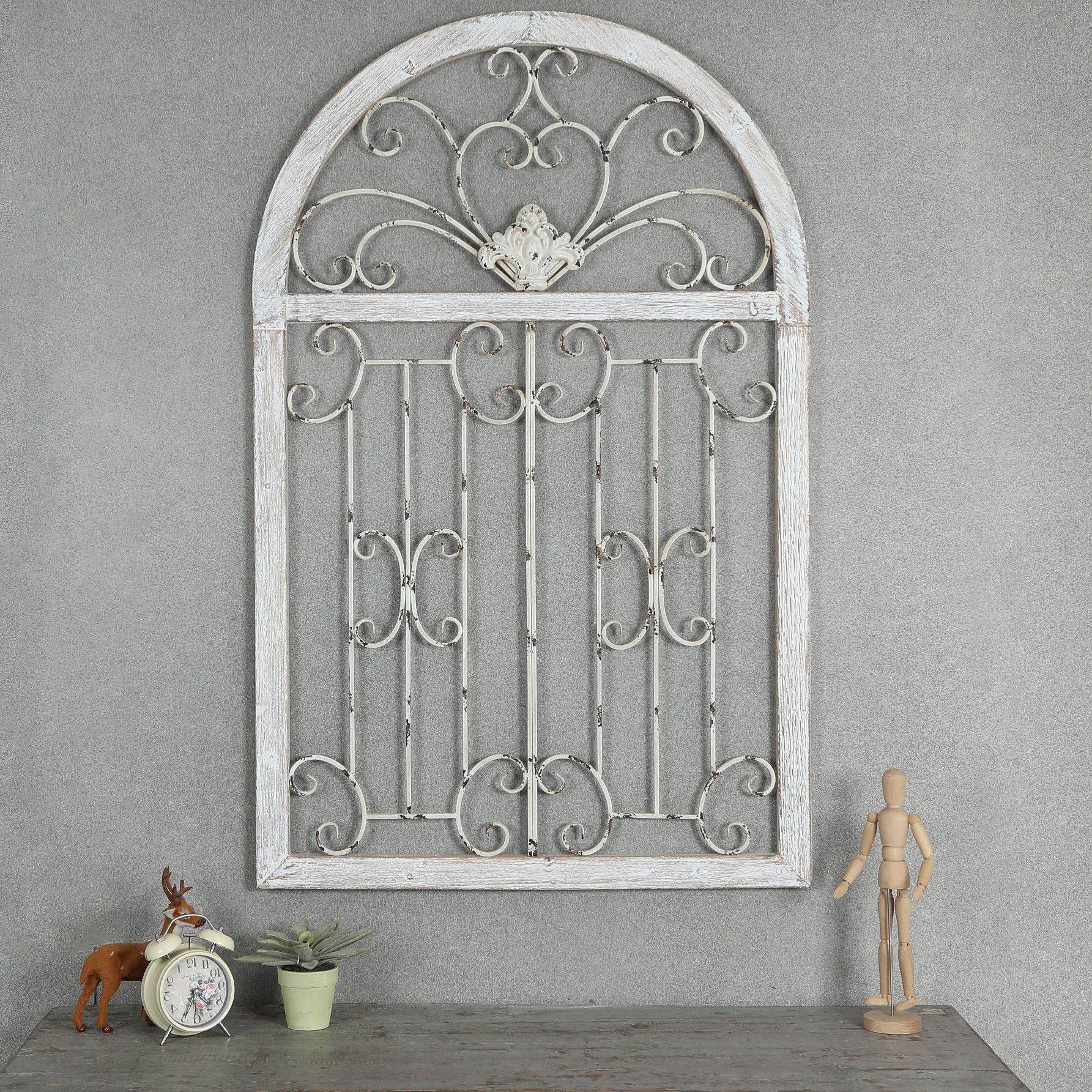 Most Up To Date Scroll Framed Wall Decor In Metal Window Scroll Wall Décor (View 1 of 20)