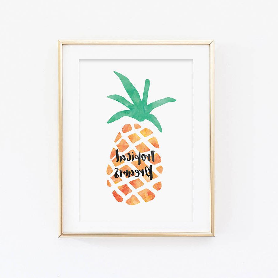 Pineapple Wall Decor Inside Most Up To Date Tropical Dreams Pineapple Wall Art Printsweetlove Press (View 1 of 20)