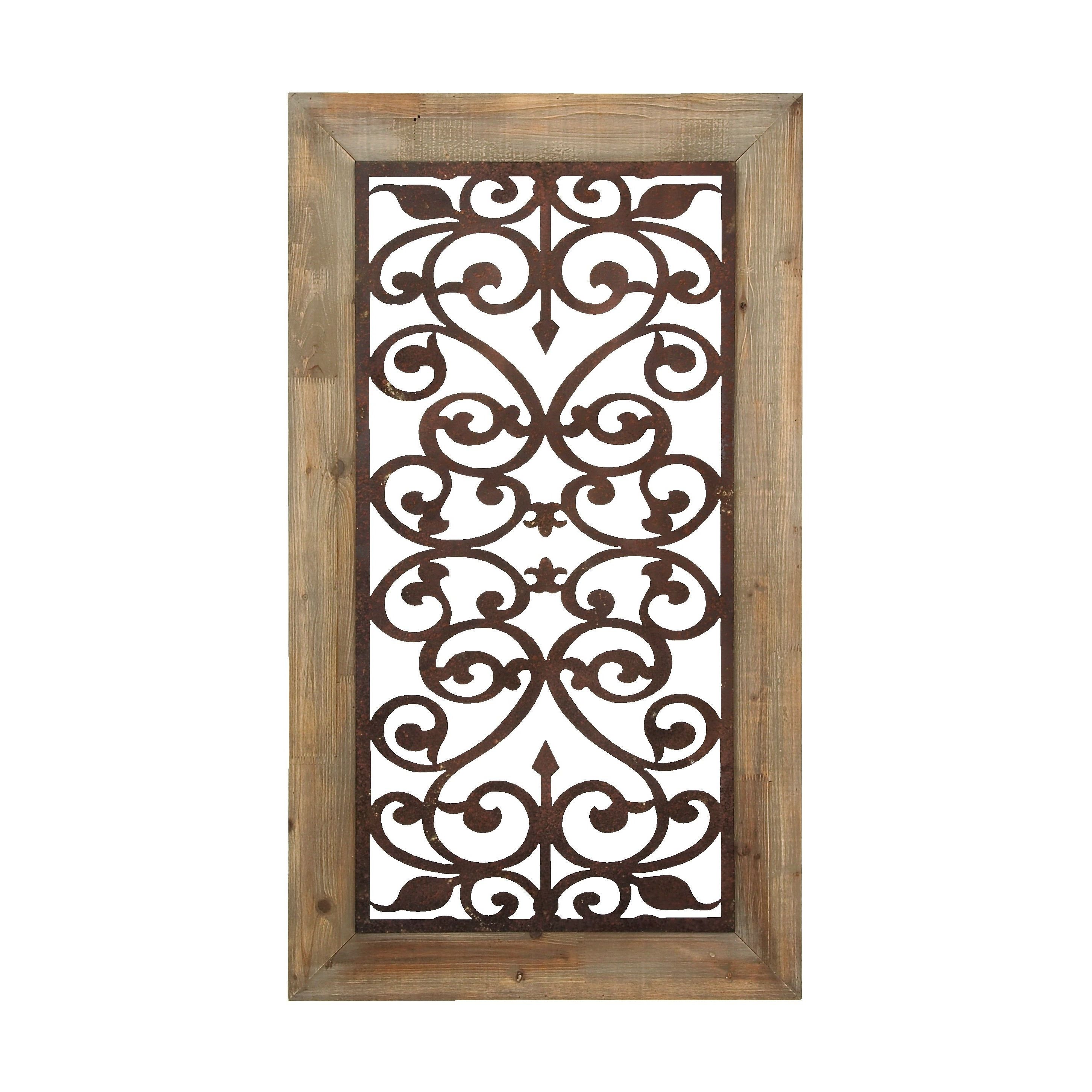 Rings Wall Decor By Wrought Studio Inside Most Current Shop 26" X 46" Distressed Wood & Brown Metal Wall Art Panel W (View 11 of 20)