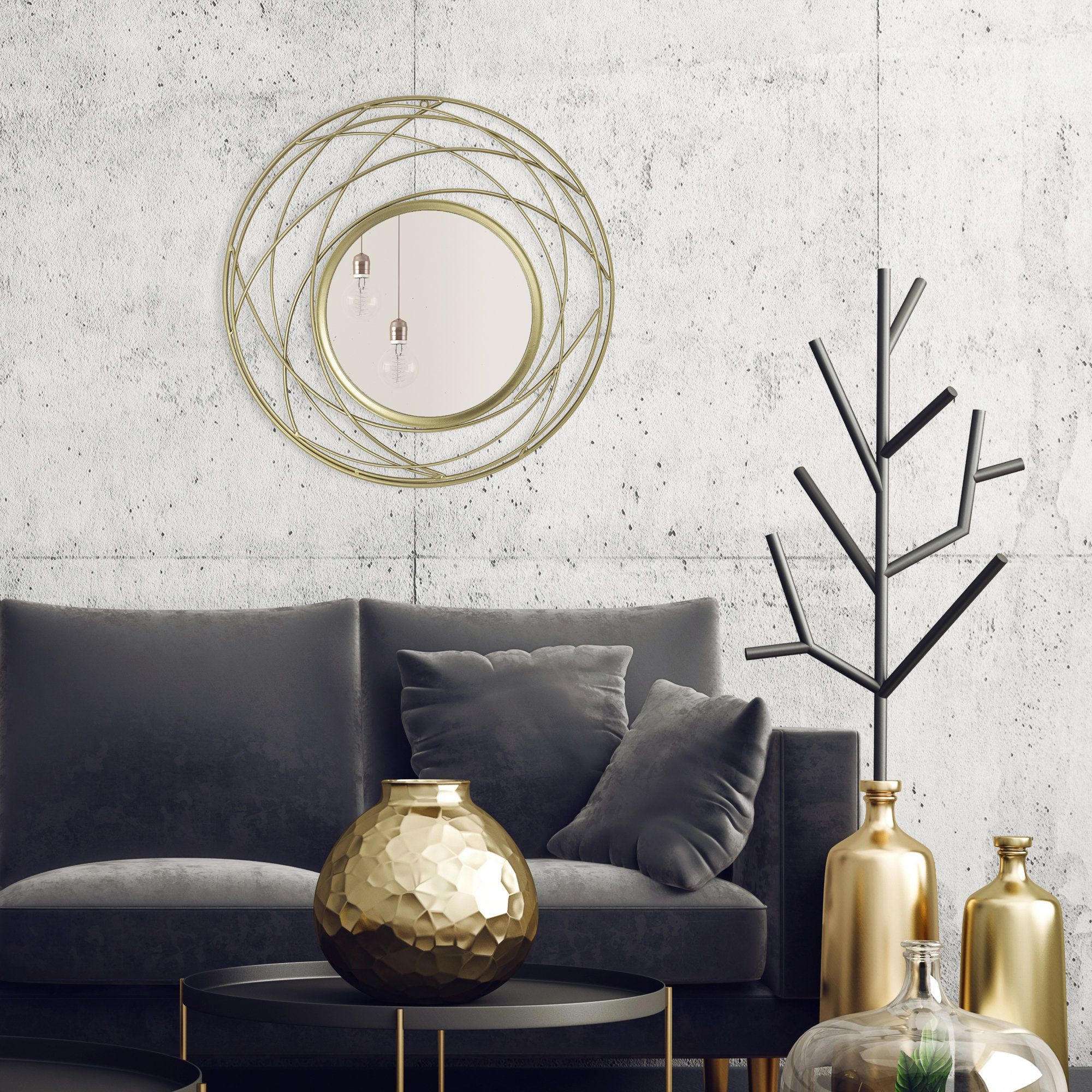 Rings Wall Decor By Wrought Studio With Most Up To Date Wrought Studio Hagerman Metal Wall Mounted Accent Mirror (View 6 of 20)