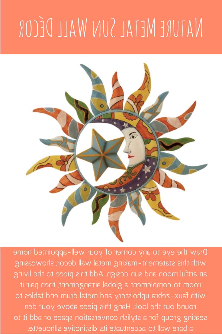 This Whimsical Sun And Moon Metal Wall Decor Brightens Up Any Room In Trendy Nature Metal Sun Wall Decor (View 4 of 20)