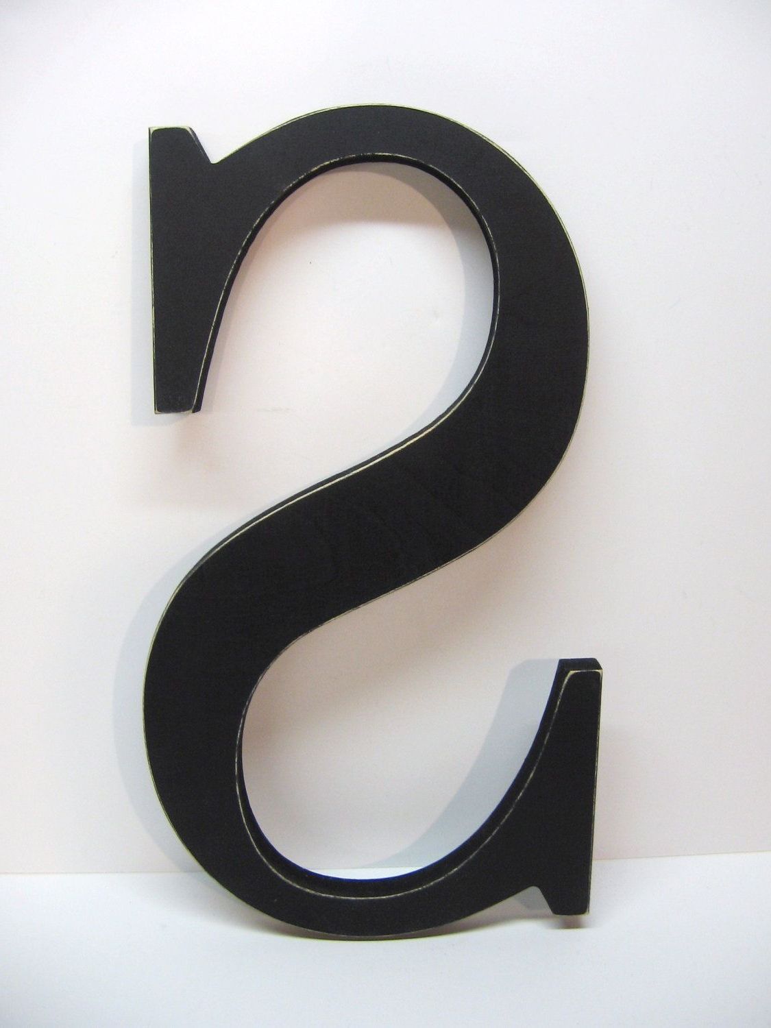 Widely Used Wood Letter S Sign – 15 Inch – Painted Black – Distressed – Initial For Mccue  (View 6 of 20)