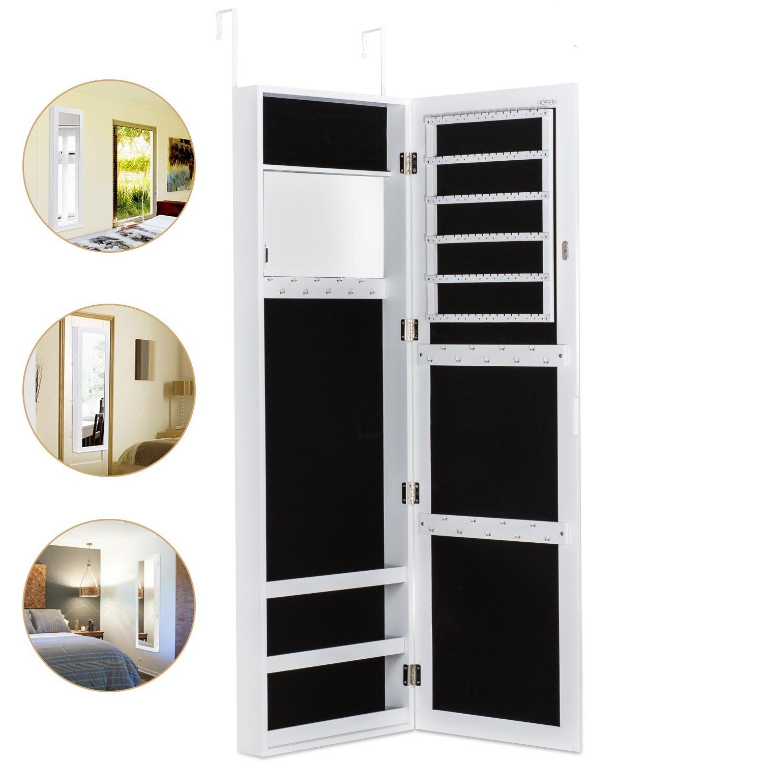 2019 Amazon: Herron Wall Jewelry Cabinet Armoire With Mirror Pertaining To Jewelry Box Wall Mirrors (View 15 of 20)