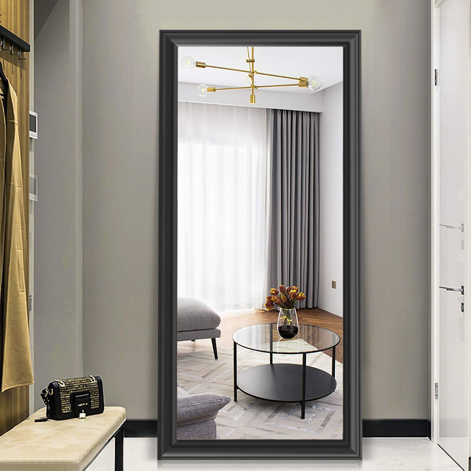 2019 Standing Wall Mirrors With Regard To Pexfix Full Length Mirror, Rectangular Wall Mounted Mirror, Bedroom Floor  Mirror Standing Or Hanging, 65"x22"(black) (Photo 19 of 20)