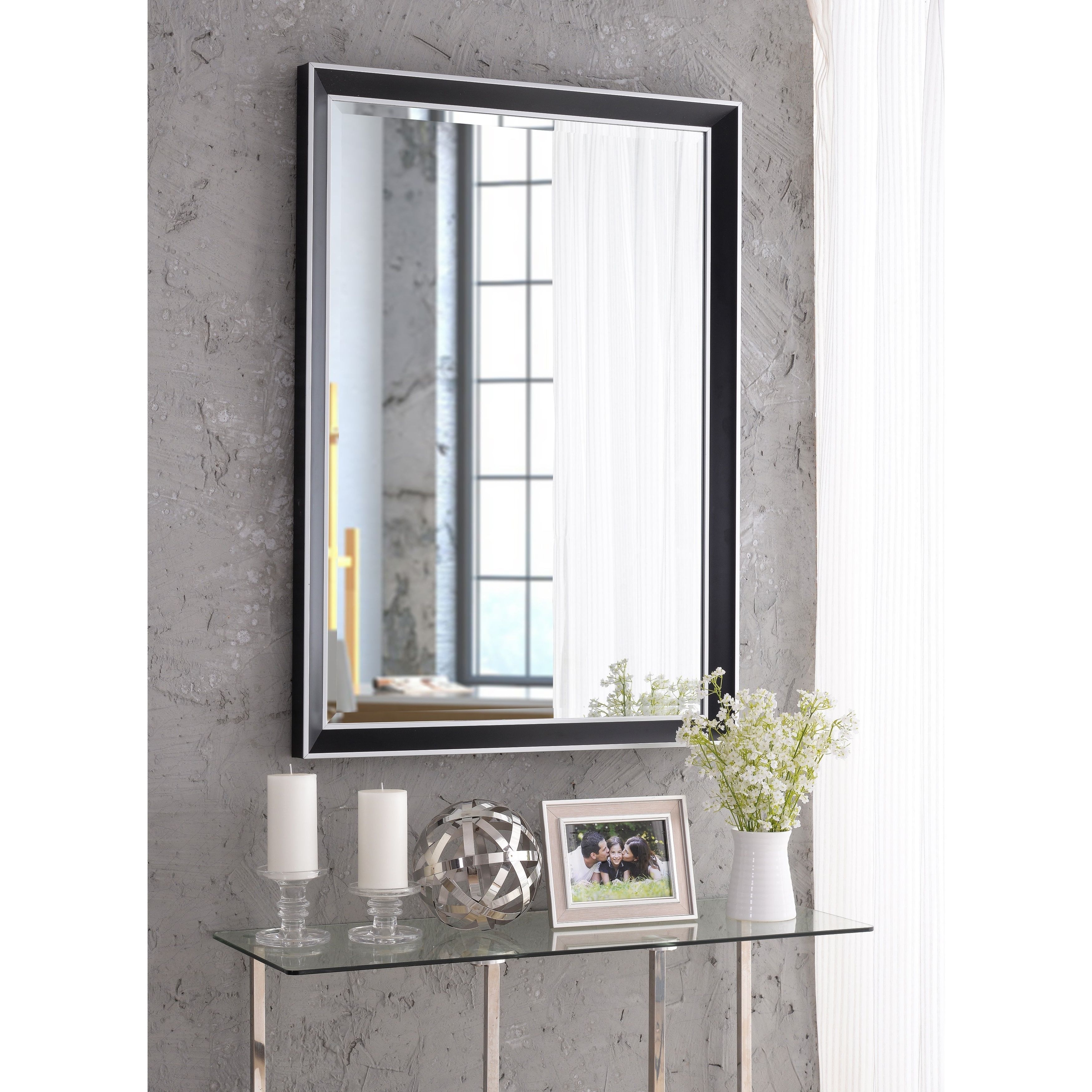 2019 Tanner Accent Mirrors Throughout Tanner 42" Wall Mirror – Black With Polished Silver (View 6 of 20)