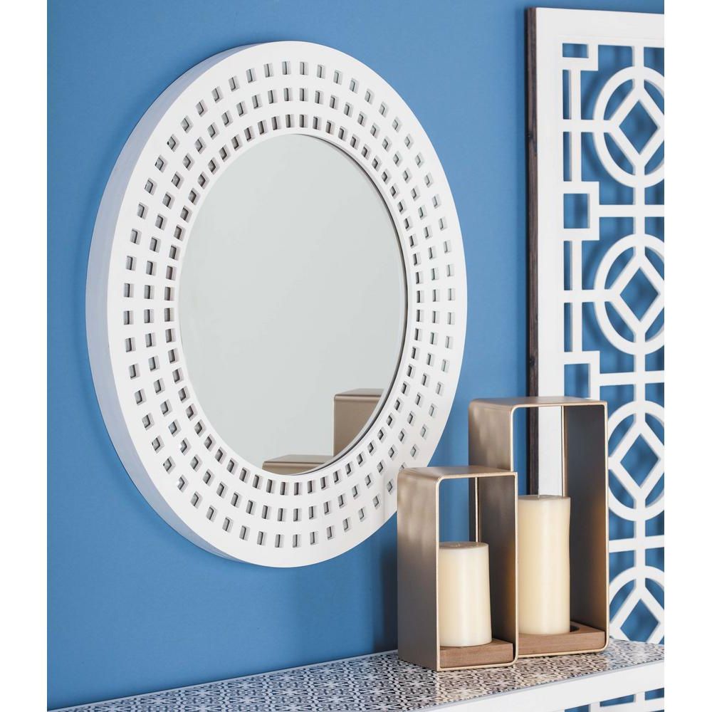 31 In. Modern White Framed Wall Mirror Throughout Widely Used White Round Wall Mirrors (Photo 19 of 20)