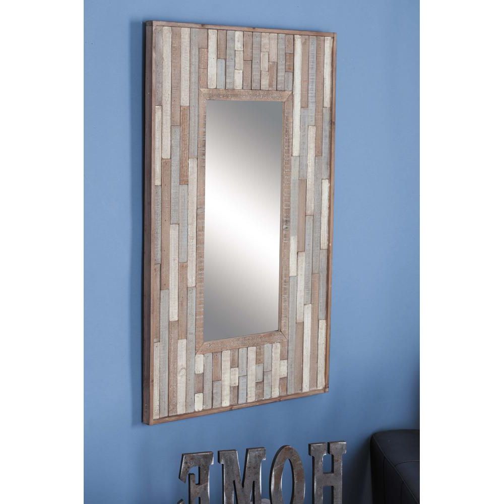 36 In. X 24 In. Rectangular Slat Framed Wall Mirror Pertaining To Well Liked Red Framed Wall Mirrors (Photo 8 of 20)
