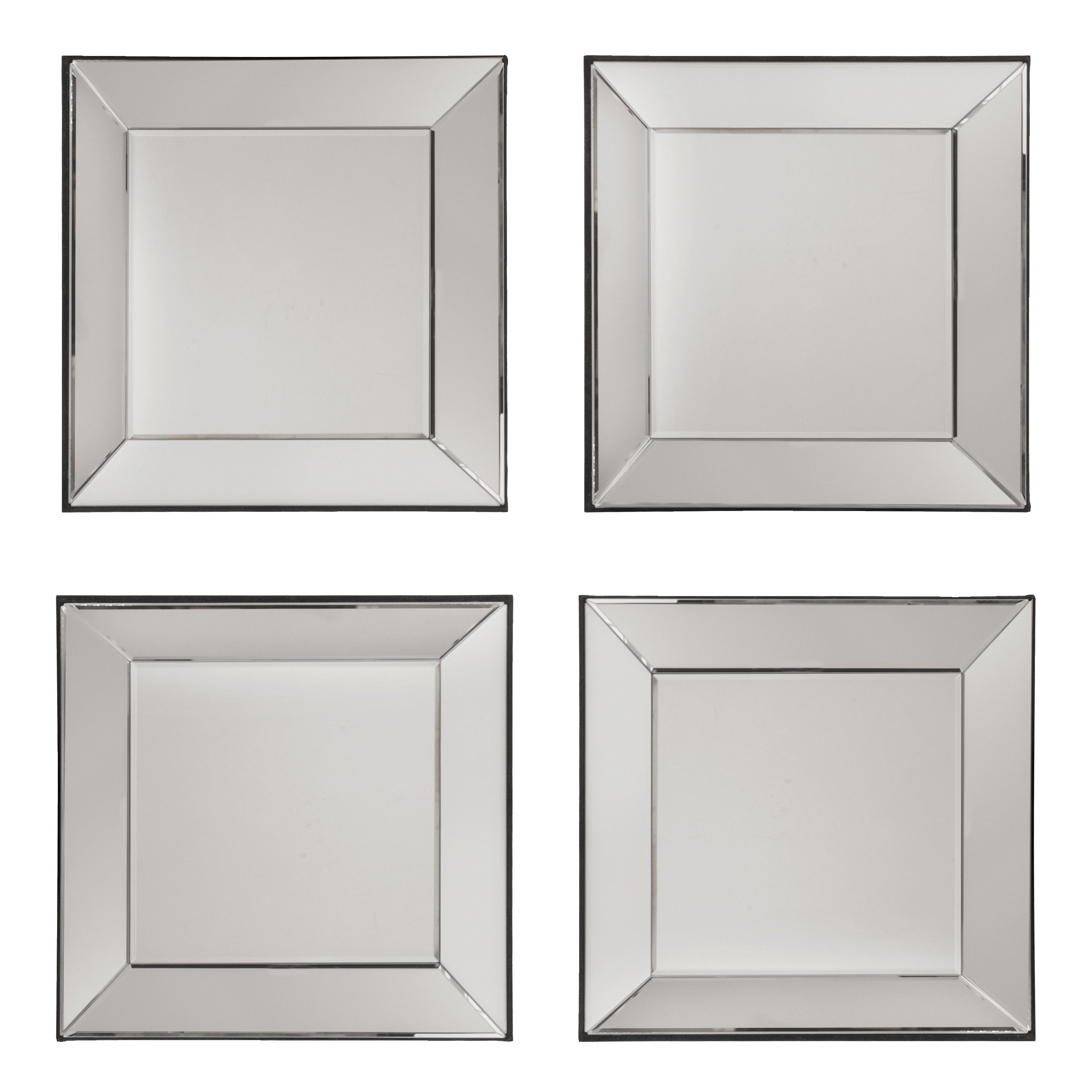 4 Piece Mart Decorative Square Wall Mirror Set Inside Best And Newest Square Wall Mirror Sets (View 3 of 20)