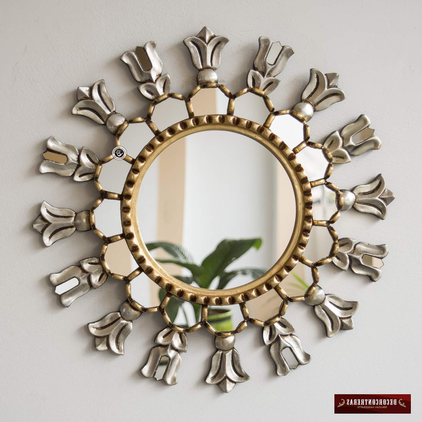 Accent Mirrors With Regard To Well Known Amazon: Silver & Gold Round Wall Mirror  (View 3 of 20)