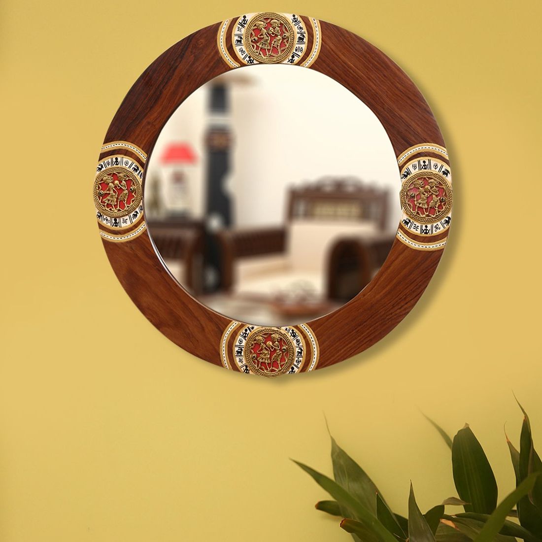 Best And Newest Ethnic Wall Mirrors With Buy Exclusivelane Round Ethnic Wall Mirror With Warli & Dhokra Art (View 2 of 20)