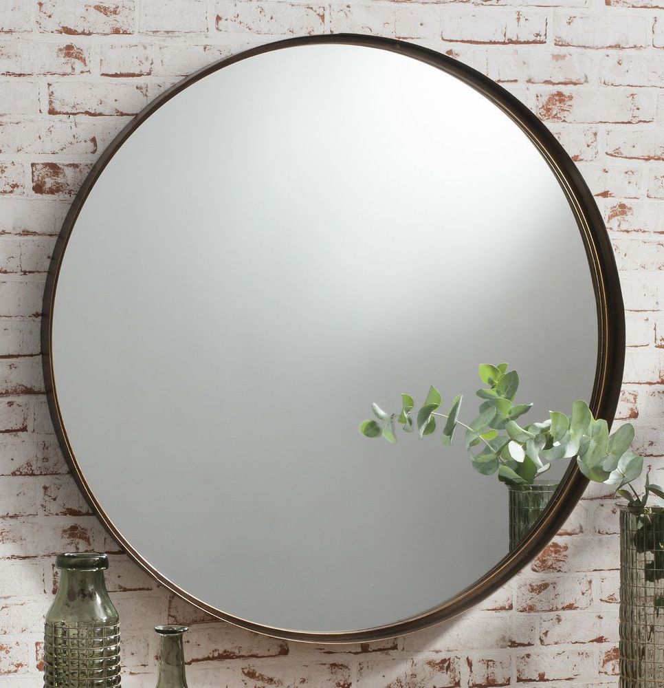 Big Round Wall Mirrors With Most Recent Details About Greystoke Large Bronze Round Wall Mirror – 33" (84cm (View 5 of 20)
