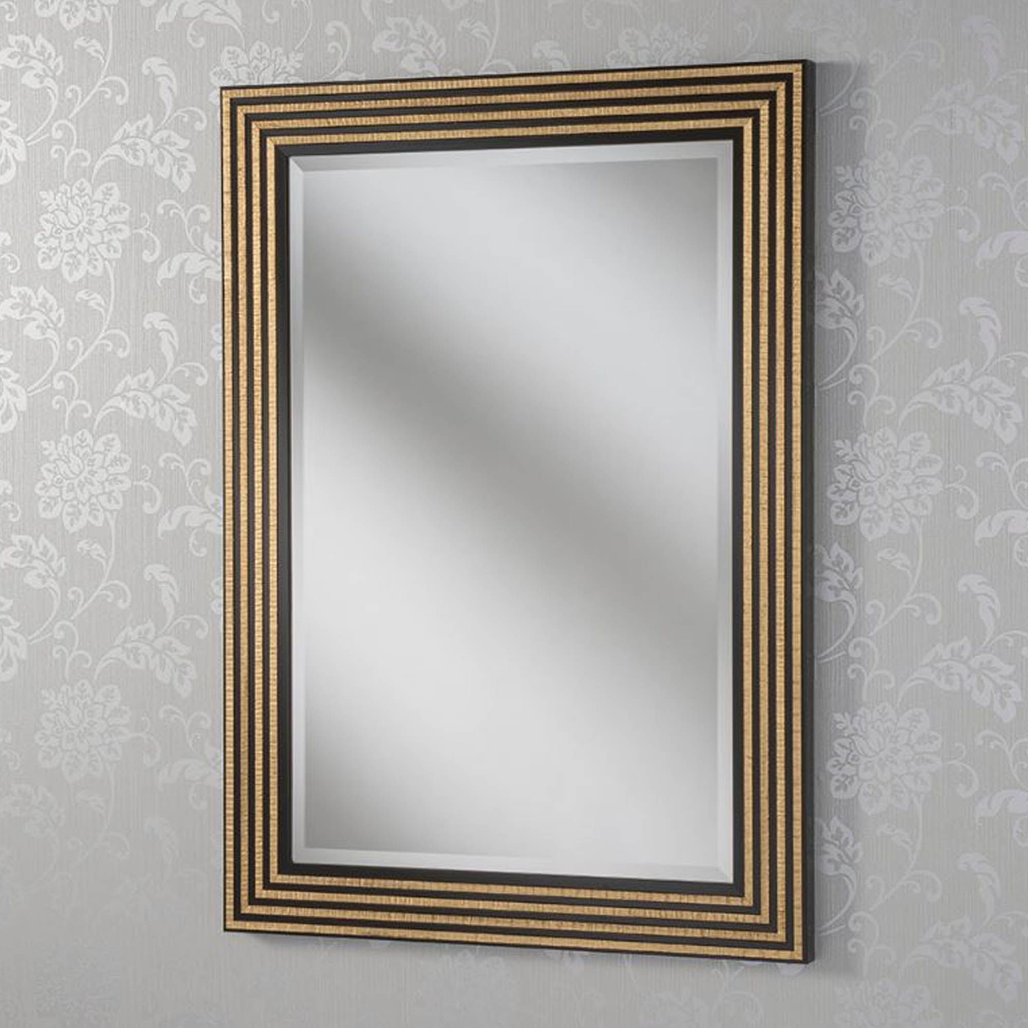 Black And Gold Line Rectangular Wall Mirror Intended For Well Known Black And Gold Wall Mirrors (View 3 of 20)