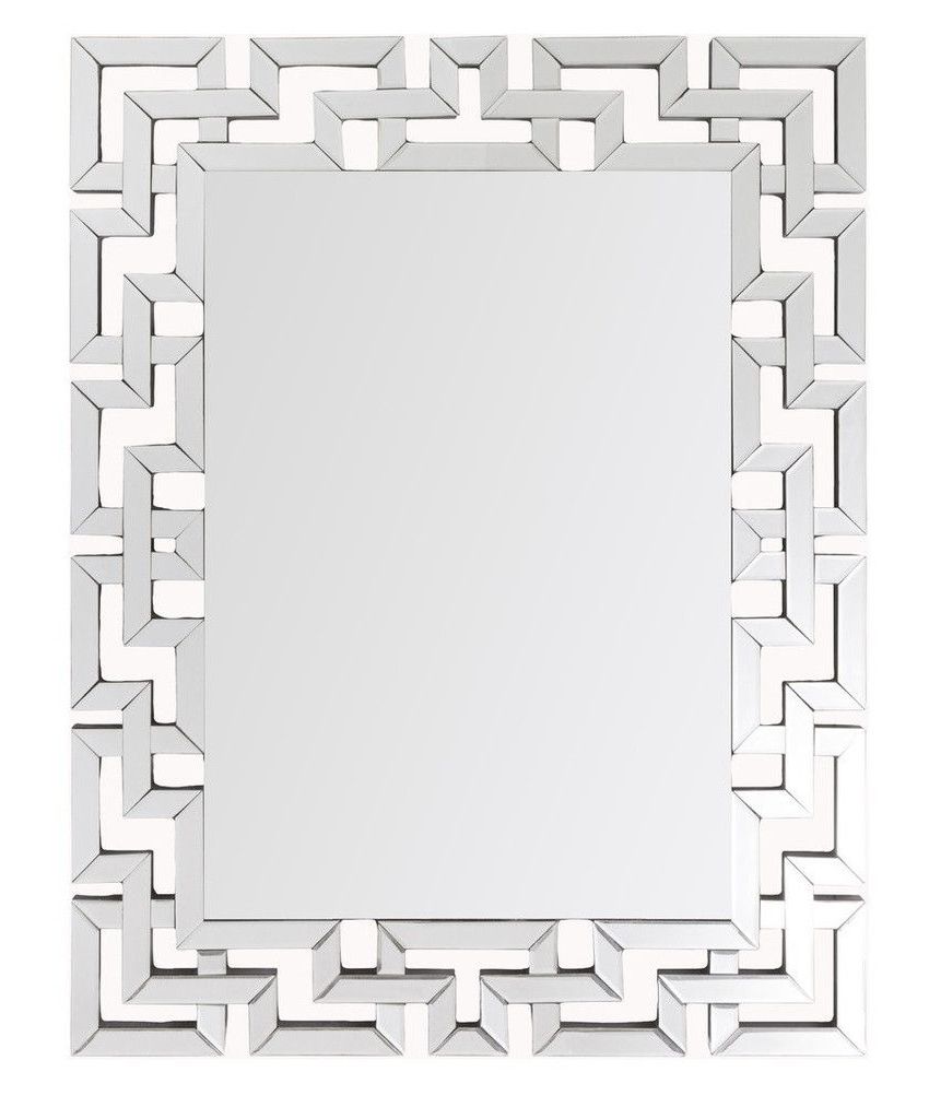 Caja Rectangle Glass Frame Wall Mirrors Intended For Most Popular Greek Key Modern Mirror – Large Silver Frame Mirrors – Bathroom (View 15 of 20)