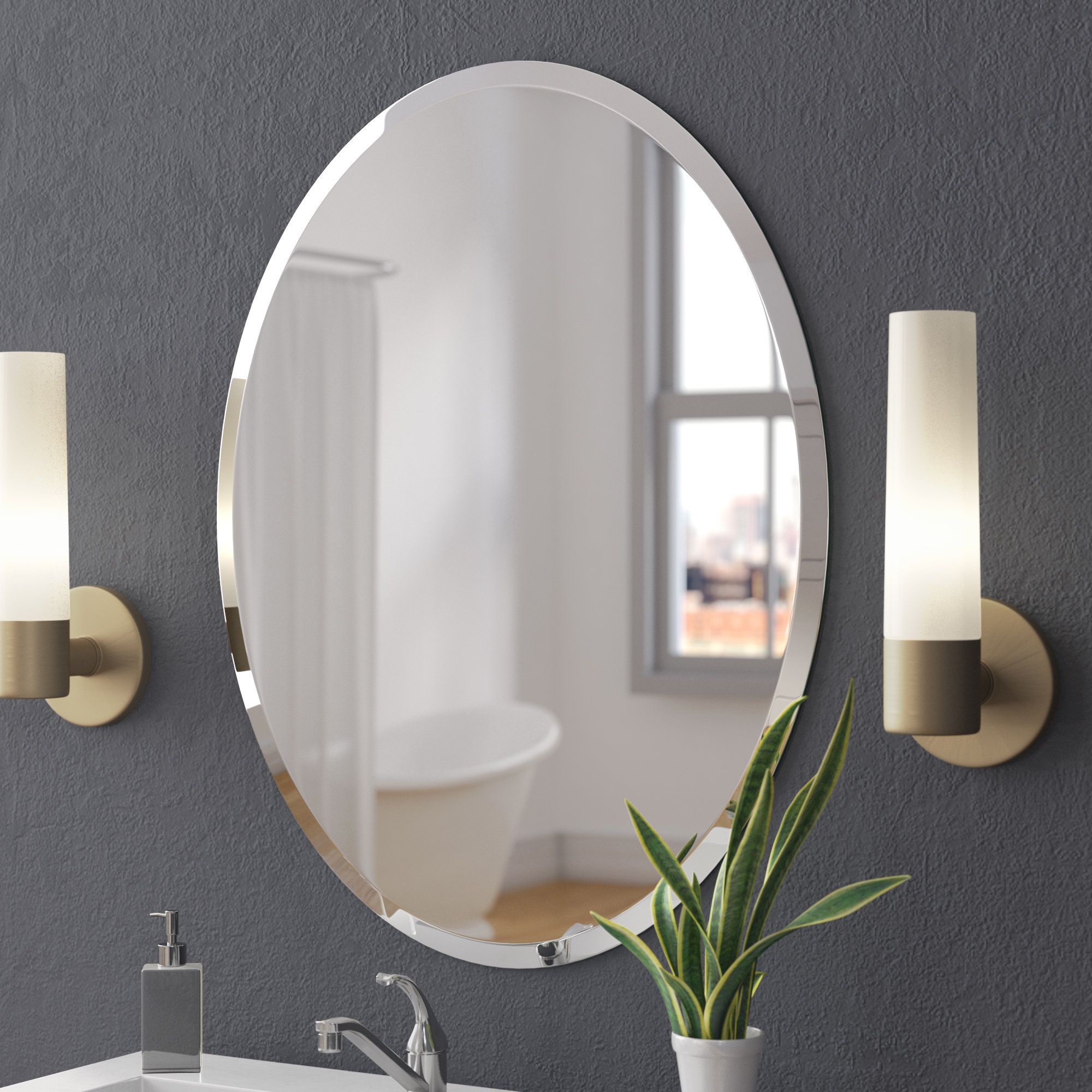 Callison Oval Bevel Frameless Wall Mirror Throughout Fashionable Frameless Wall Mirrors (View 11 of 20)