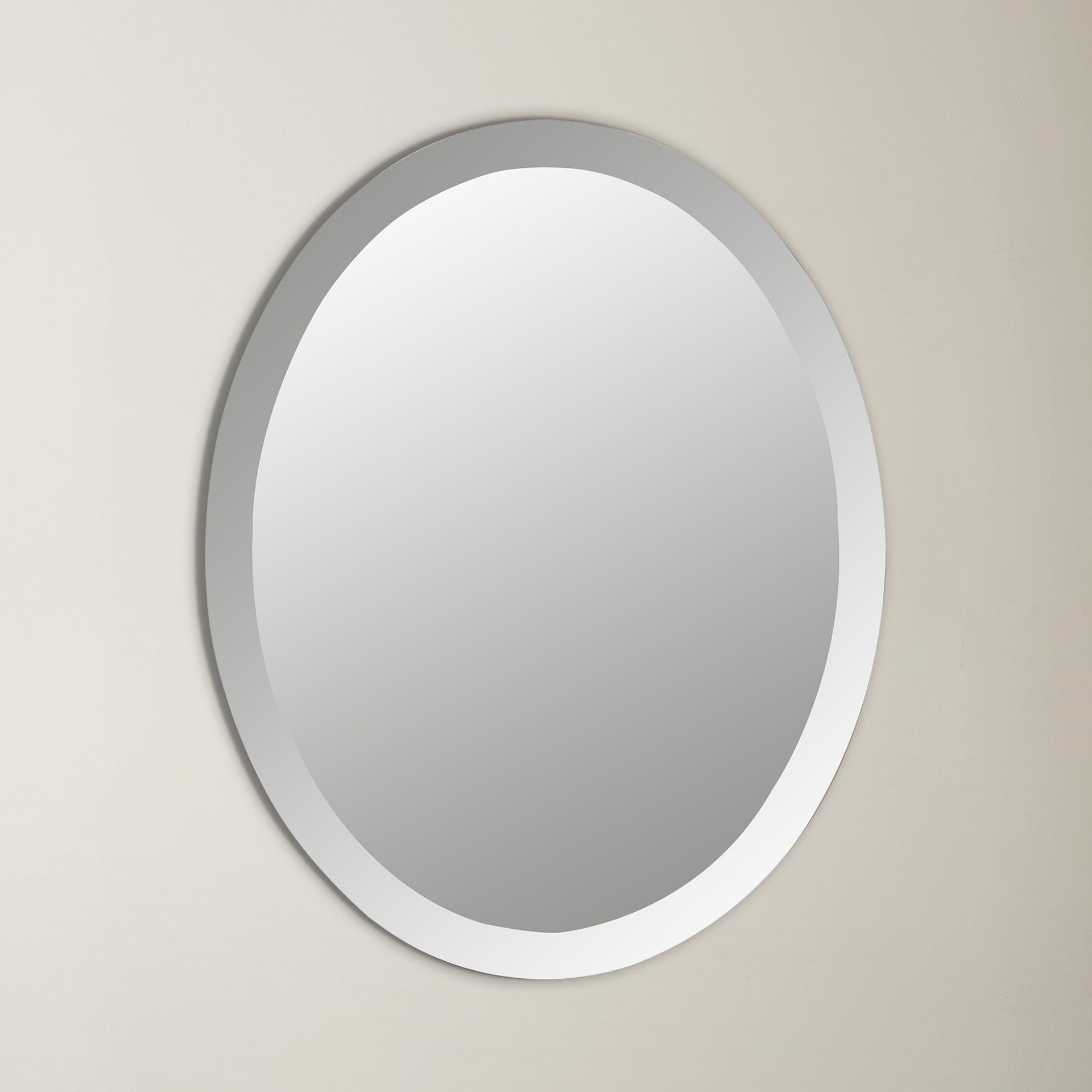 Callison Oval Bevel Frameless Wall Mirror Within Most Recent Logan Frameless Wall Mirrors (View 15 of 20)