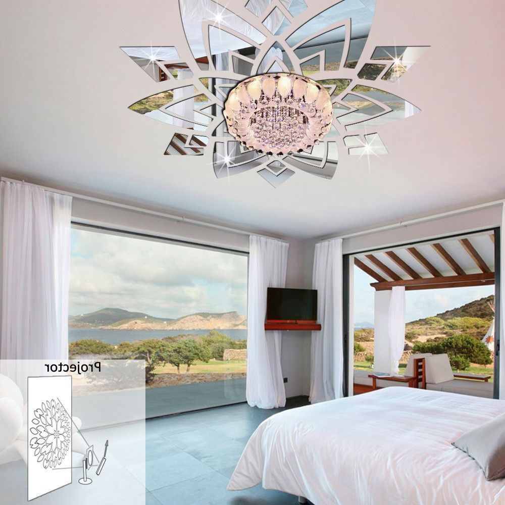 Ceiling Flowers Wall Mirror Stickers (View 15 of 20)