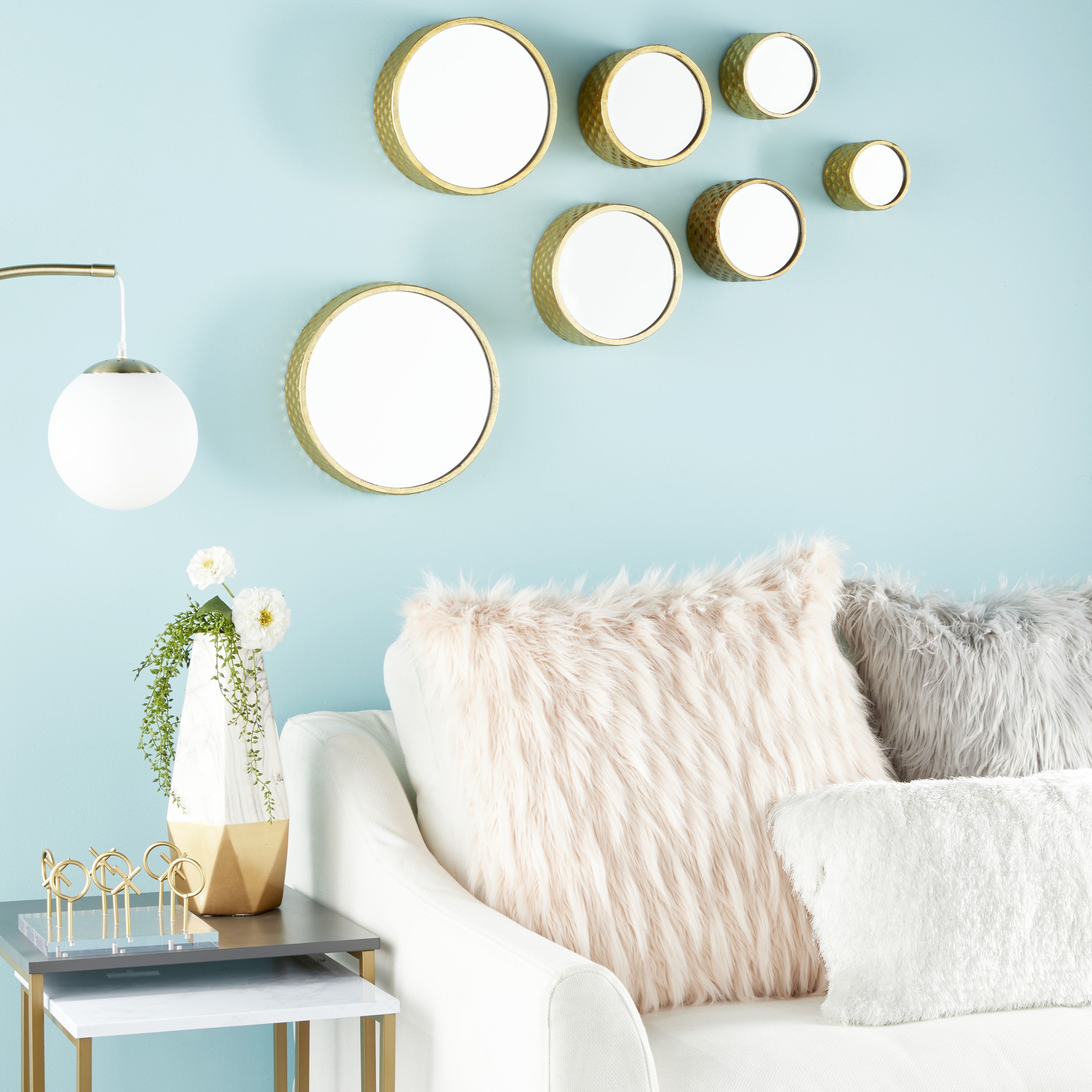 Cosmoliving Small, Round Metallic Gold Hammered Metal Decorative Wall  Mirrors (View 16 of 20)