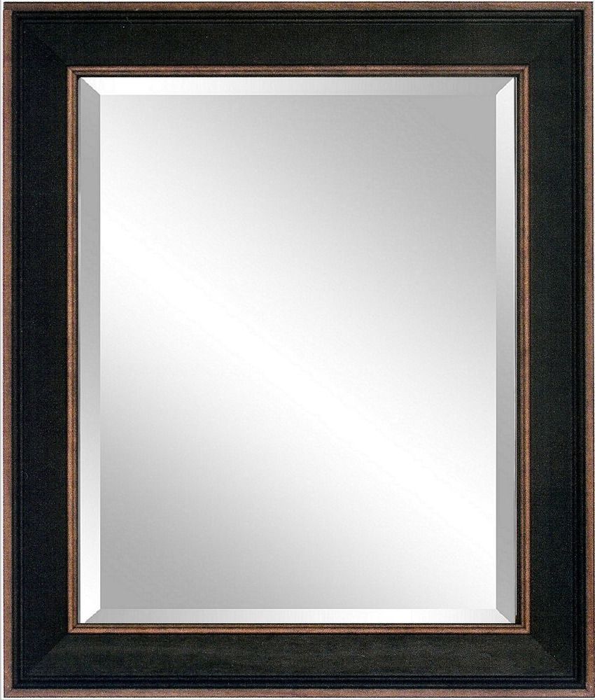 Current 42x30 Vintage New Rustic Black Framed Beveled Mirror, Wood With Large Black Wall Mirrors (View 12 of 20)