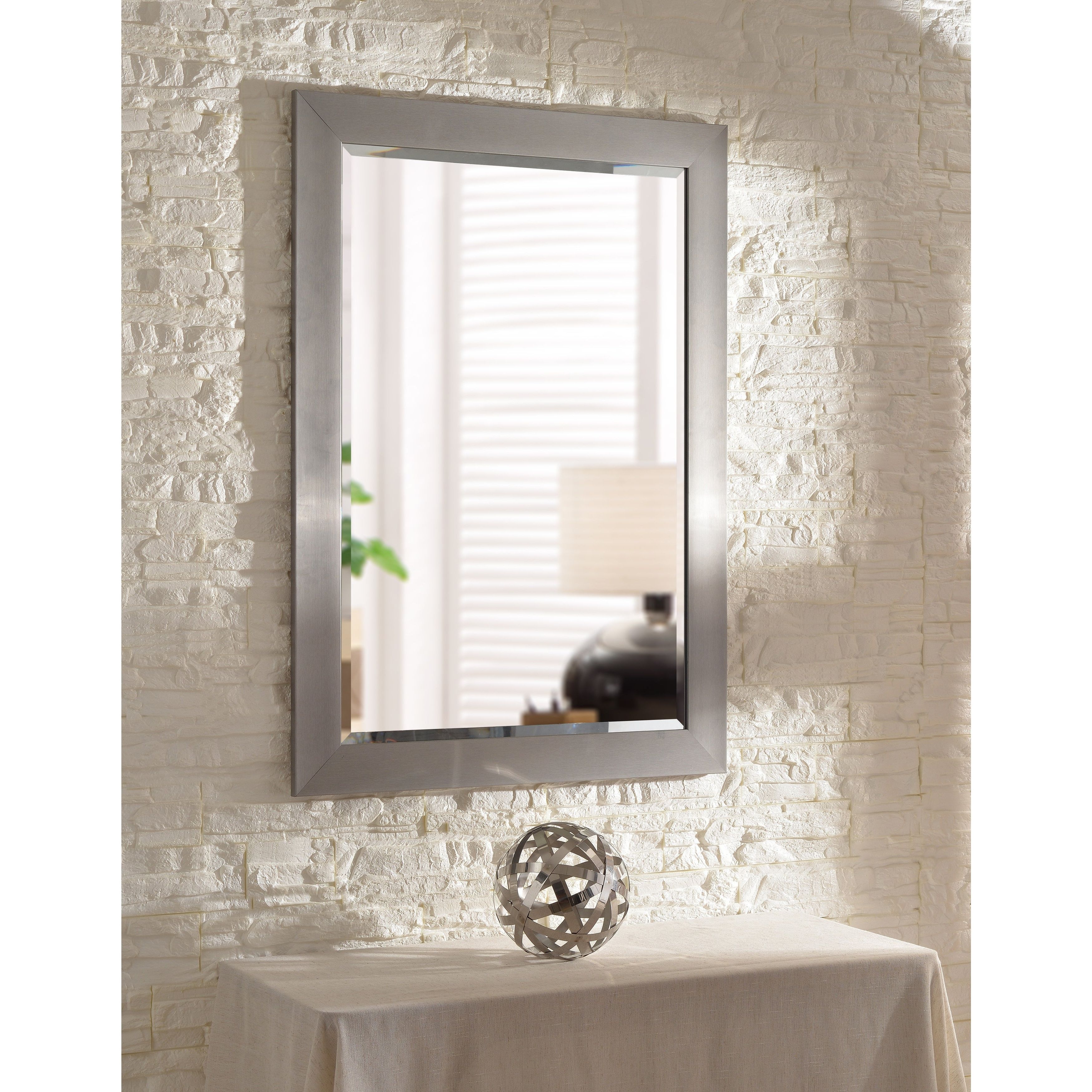 Current Asher 41 Inch Brushed Steel Wall Mirror Intended For Bathroom Wall Mirrors (View 11 of 20)
