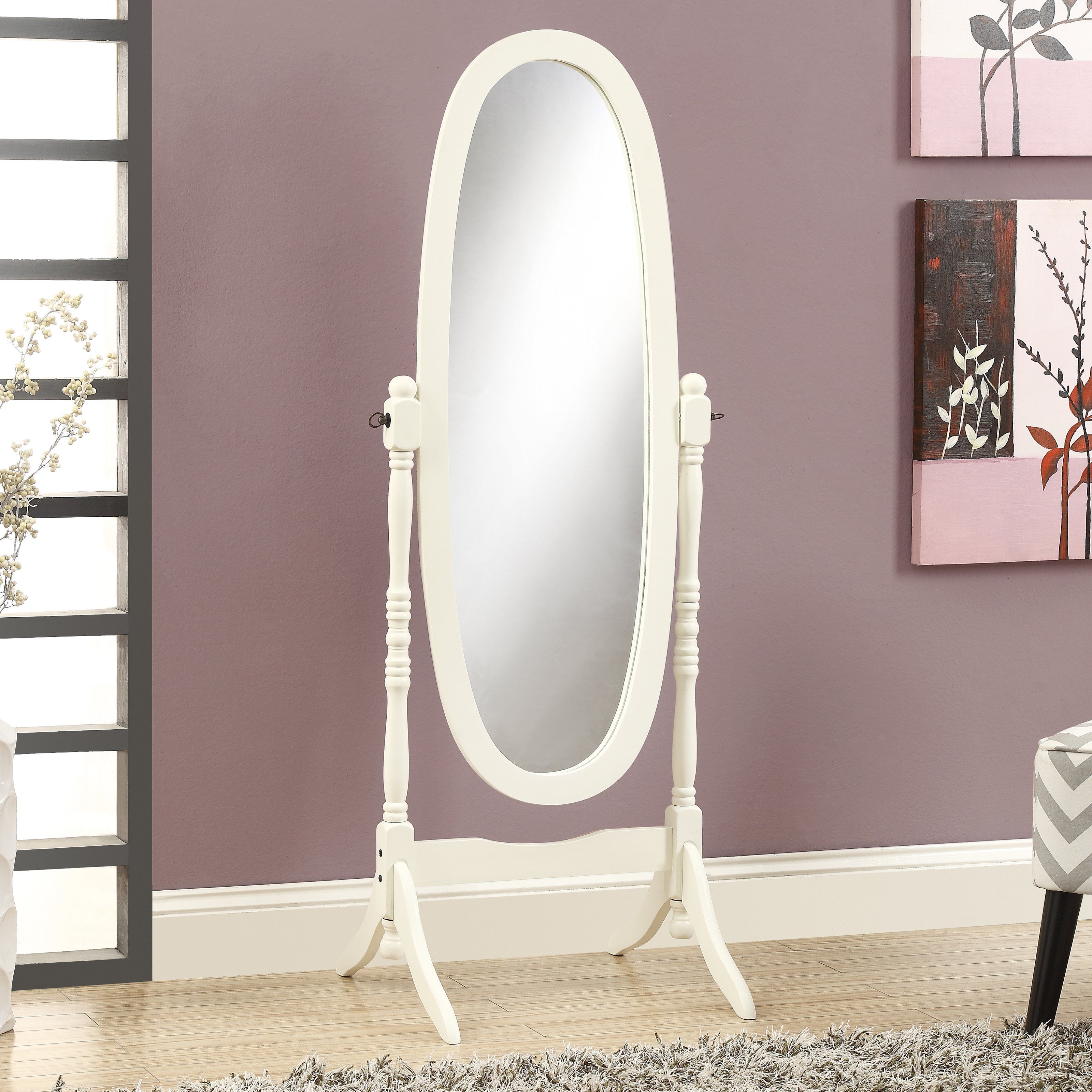 Current Ausergewohnlich White Vintage Full Length Wall Mirror Set Round With Oval Full Length Wall Mirrors (View 11 of 20)