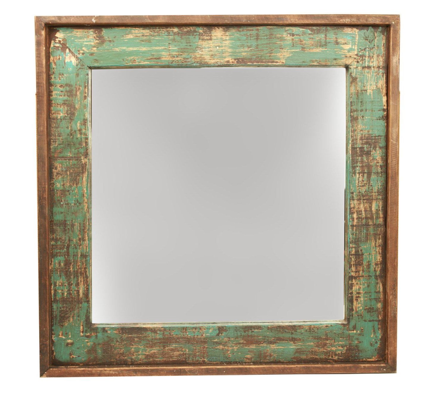 Current Ranch House Rustic Mirror 31x31 Inches Handmade Wall Mirror Within Turquoise Wall Mirrors (View 5 of 20)