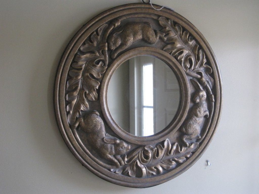 Current Whimsical Wall Mirrors Pertaining To Lot: Whimsical Embellished Bunny Rabbits & Foliage Round (View 5 of 20)