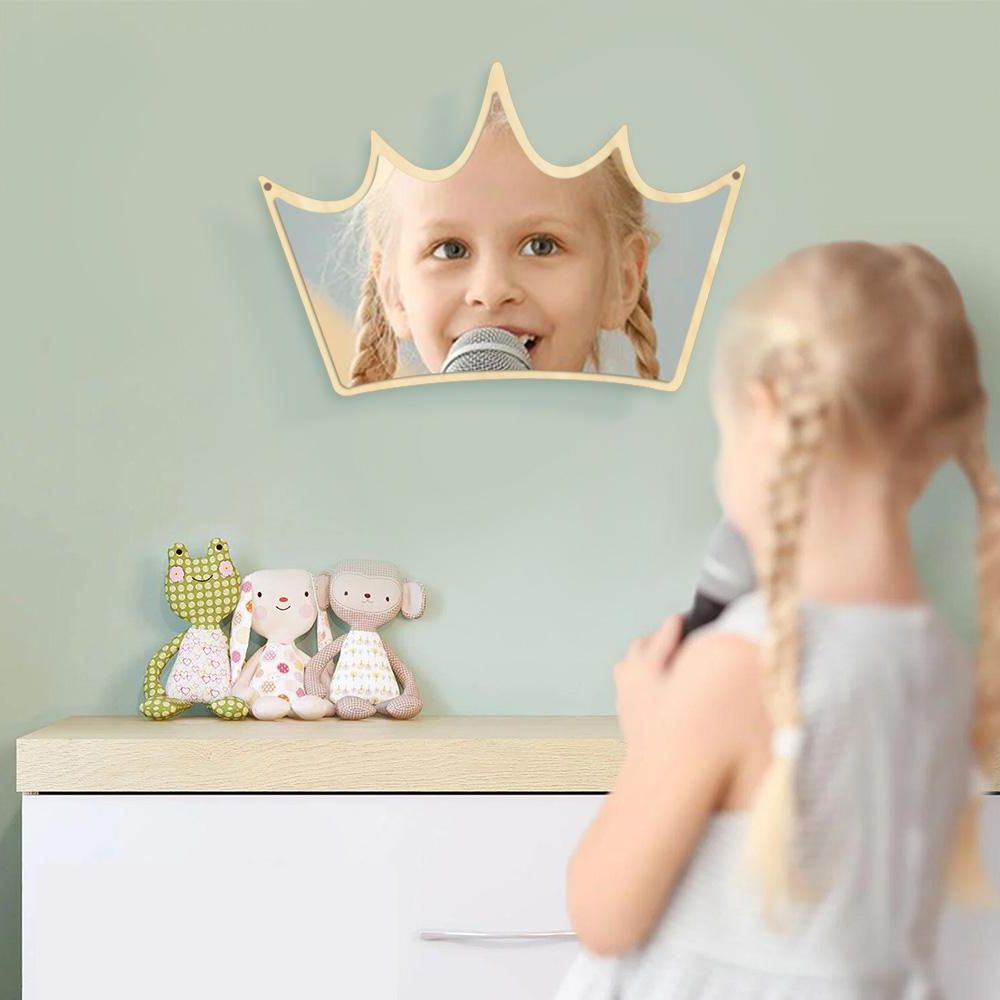 Decorative Wall Mirror Wood And Acrylic Queen Princess Crown Safety Mirror  King Of Crown Wall Decor For Kid S Room D30 Within Famous Safety Wall Mirrors (View 16 of 20)