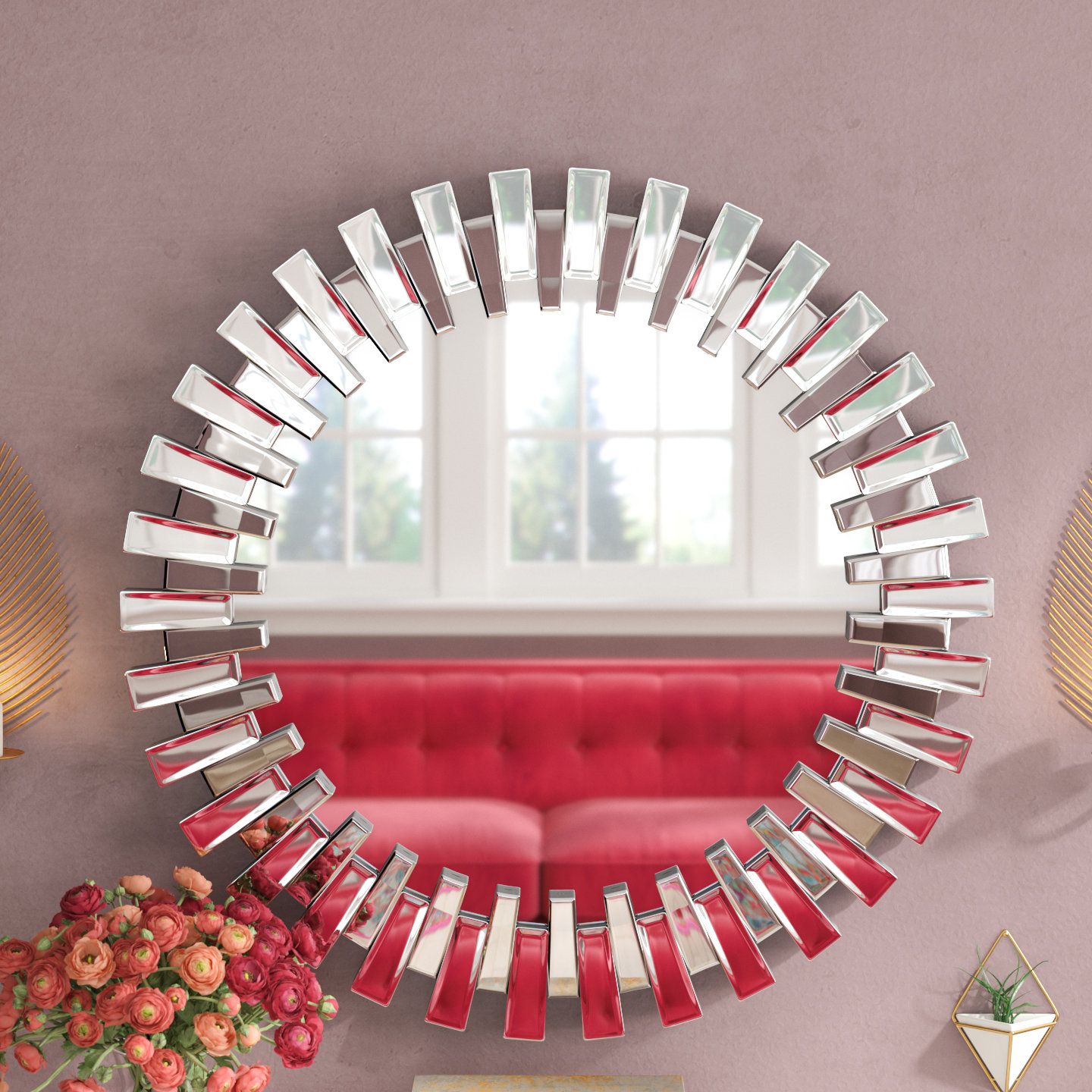 Deniece Sunburst Round Wall Mirrors Intended For Fashionable Willa Arlo Interiors Deniece Sunburst Round Wall Mirror & Reviews (View 3 of 20)
