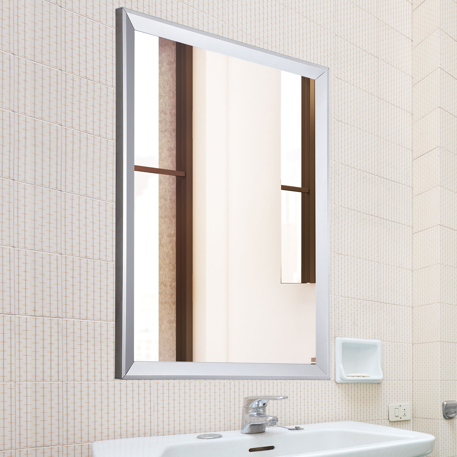 Details About 24"x32" Framed Bathroom Wall Mirror Rectangular Vanity Glass  Beveled Home Decor In Trendy Framing Bathroom Wall Mirrors (View 15 of 20)